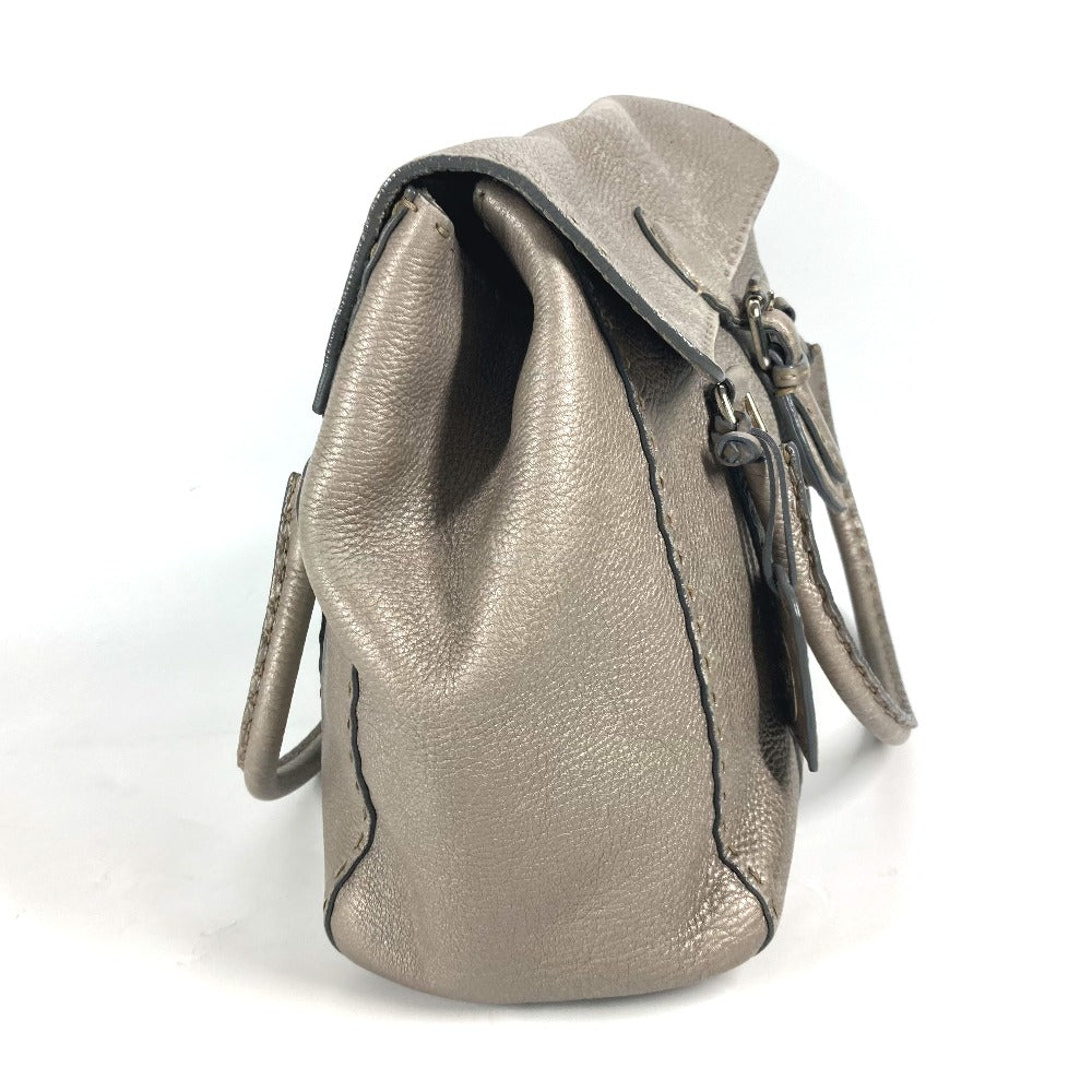 FENDI Shoulder Bag leather Gray type Celeria Linda Women Used
