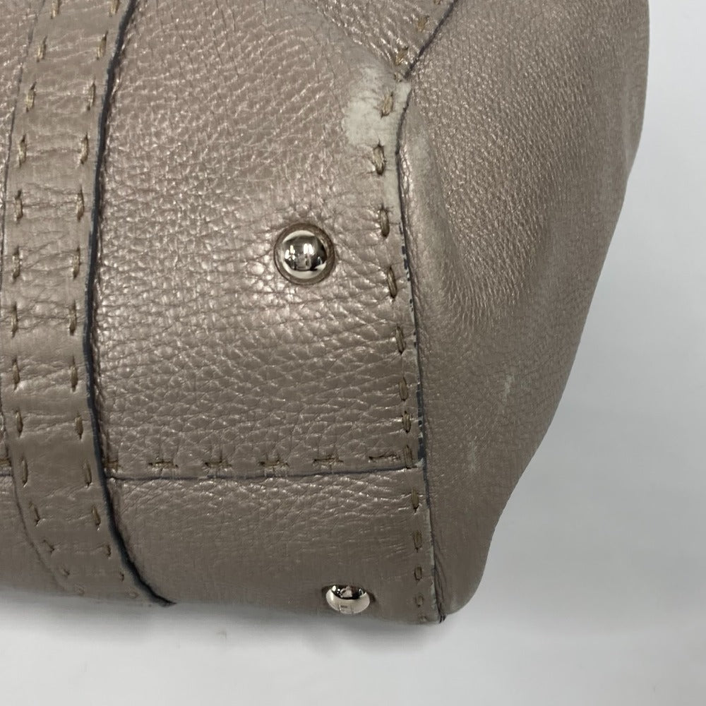 FENDI Shoulder Bag leather Gray type Celeria Linda Women Used