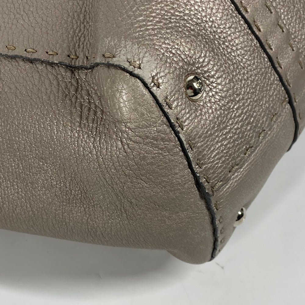 FENDI Shoulder Bag leather Gray type Celeria Linda Women Used