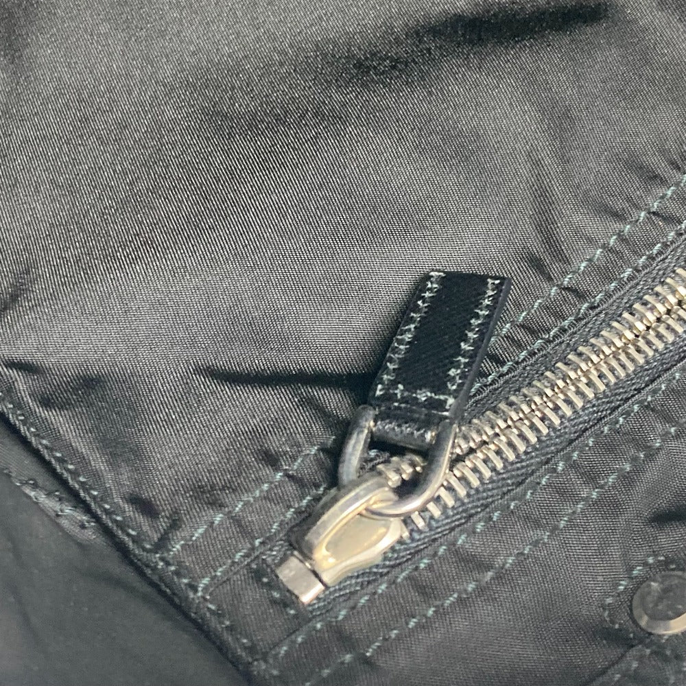 PRADA Tote Bag Nylon, Leather black Embroidery Flower Metal Flower