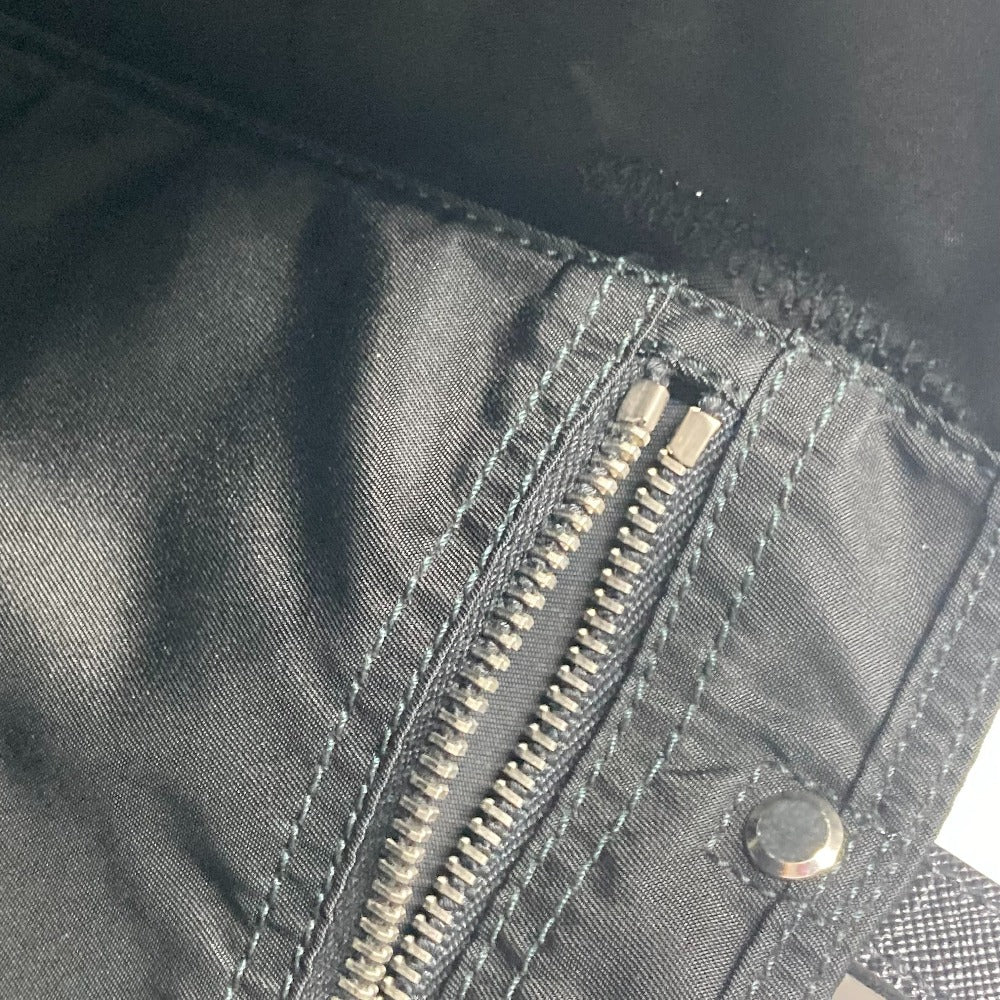 PRADA Tote Bag Nylon, Leather black Embroidery Flower Metal Flower