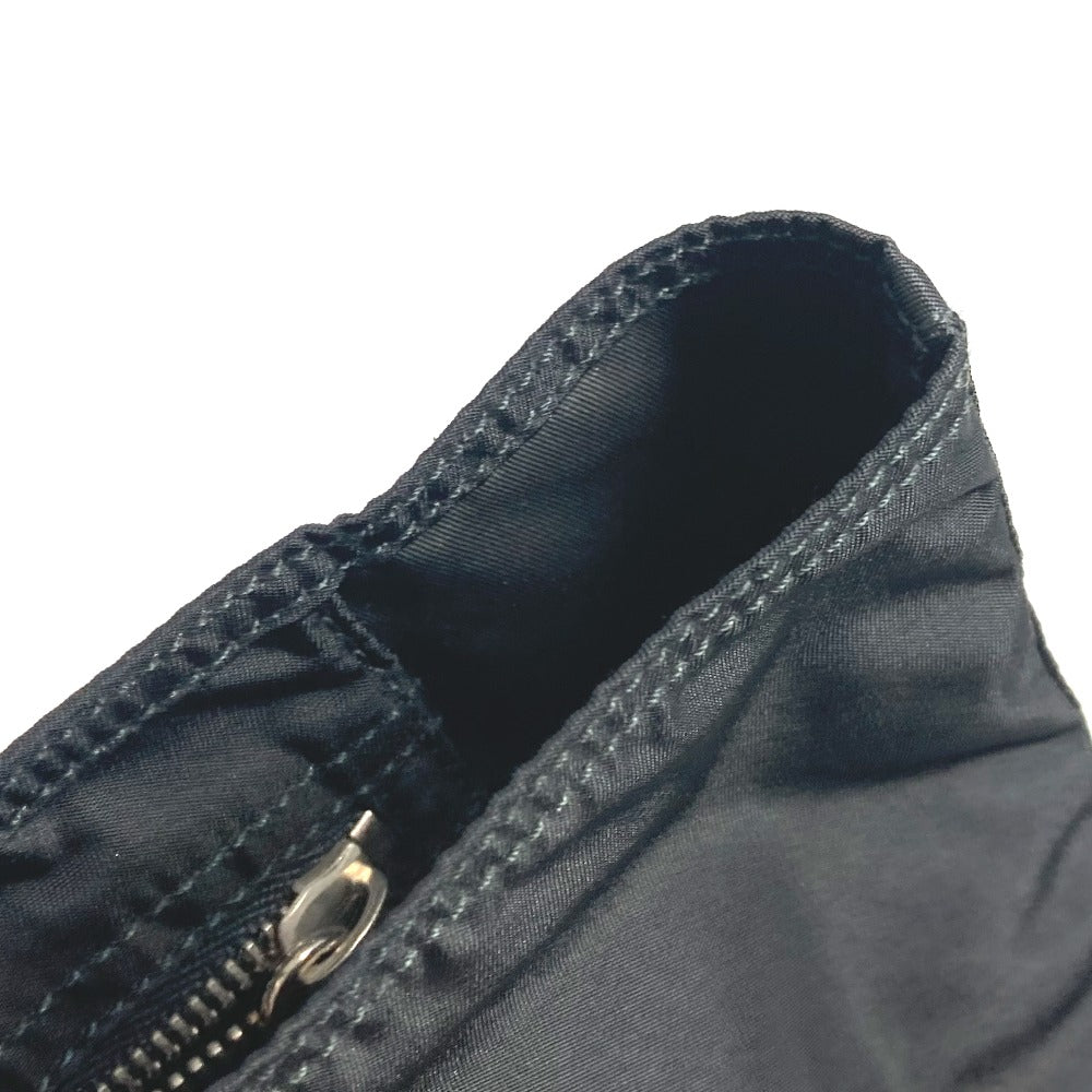 PRADA Tote Bag Nylon, Leather black Embroidery Flower Metal Flower
