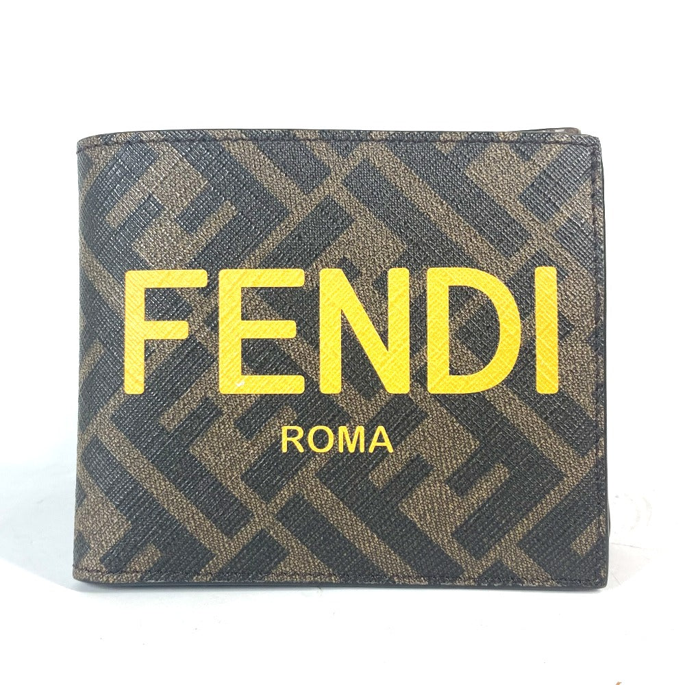 FENDI Folded wallet 7M0339 PVC / Leather Brown Zucca logo mens Used