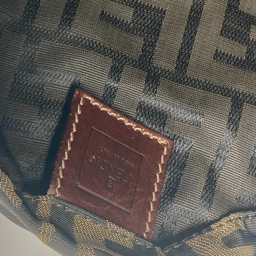 FENDI Shoulder Bag Leather / canvas Brown Accessory pouch Zucca logo Women Used