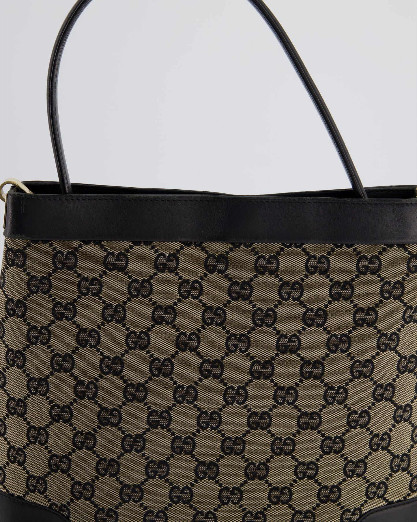 *VINTAGE* Gucci Black Monogram Shoulder Bag with Silver Hardware