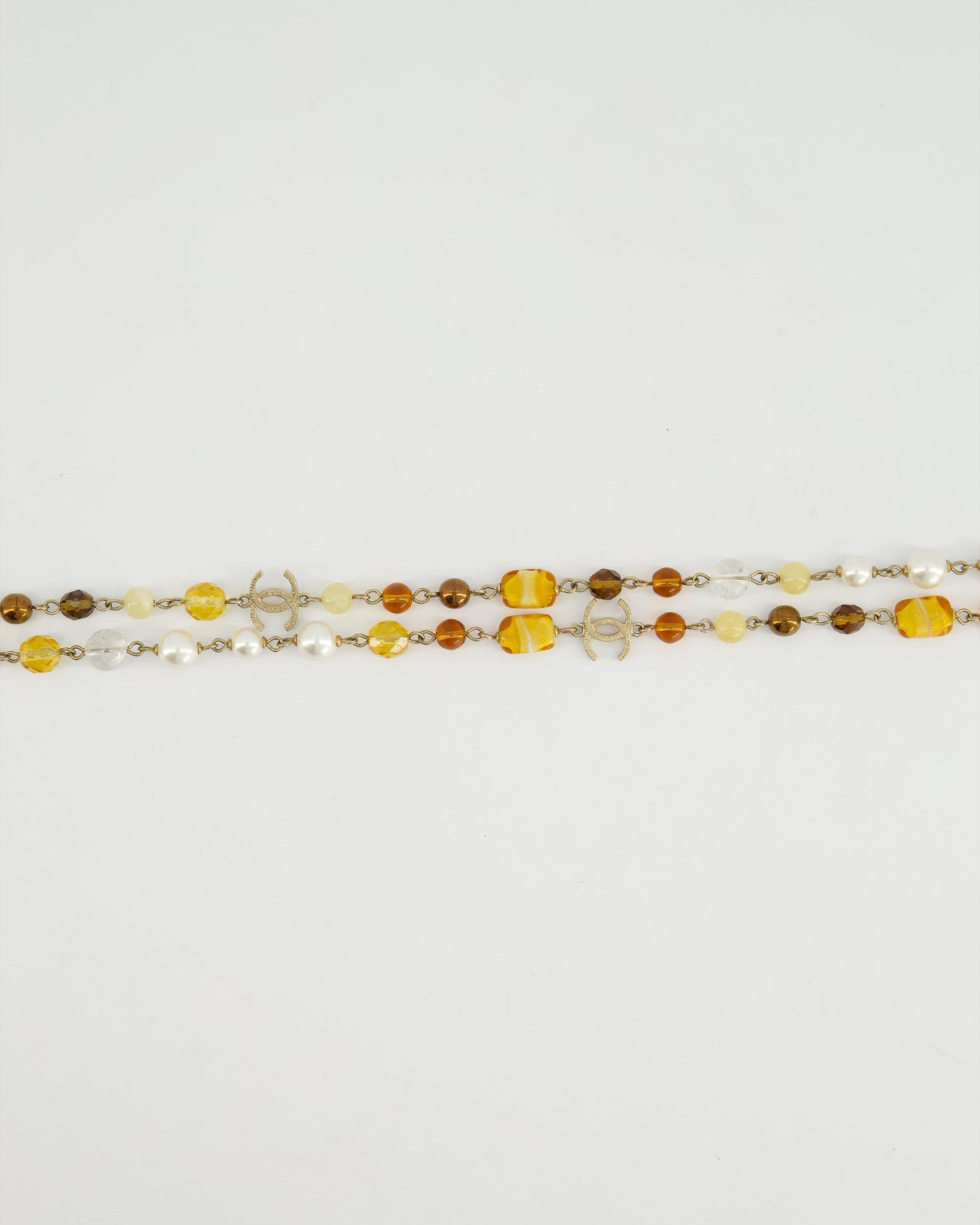 *HOT* Chanel Brown Glass Pearls and Gold CC Logo Necklace