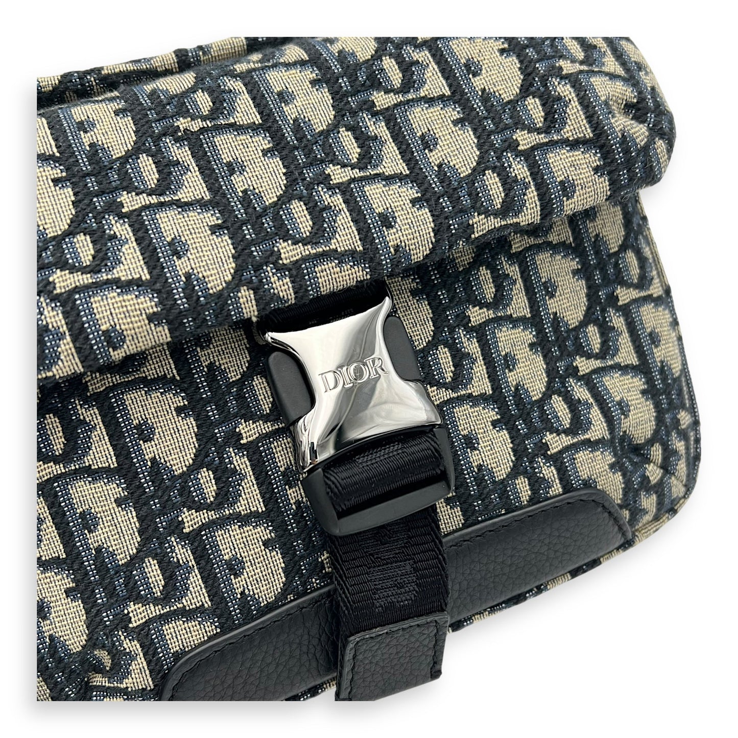 Oblique Blue Crossbody Bag in Jacquard, Silver hardware