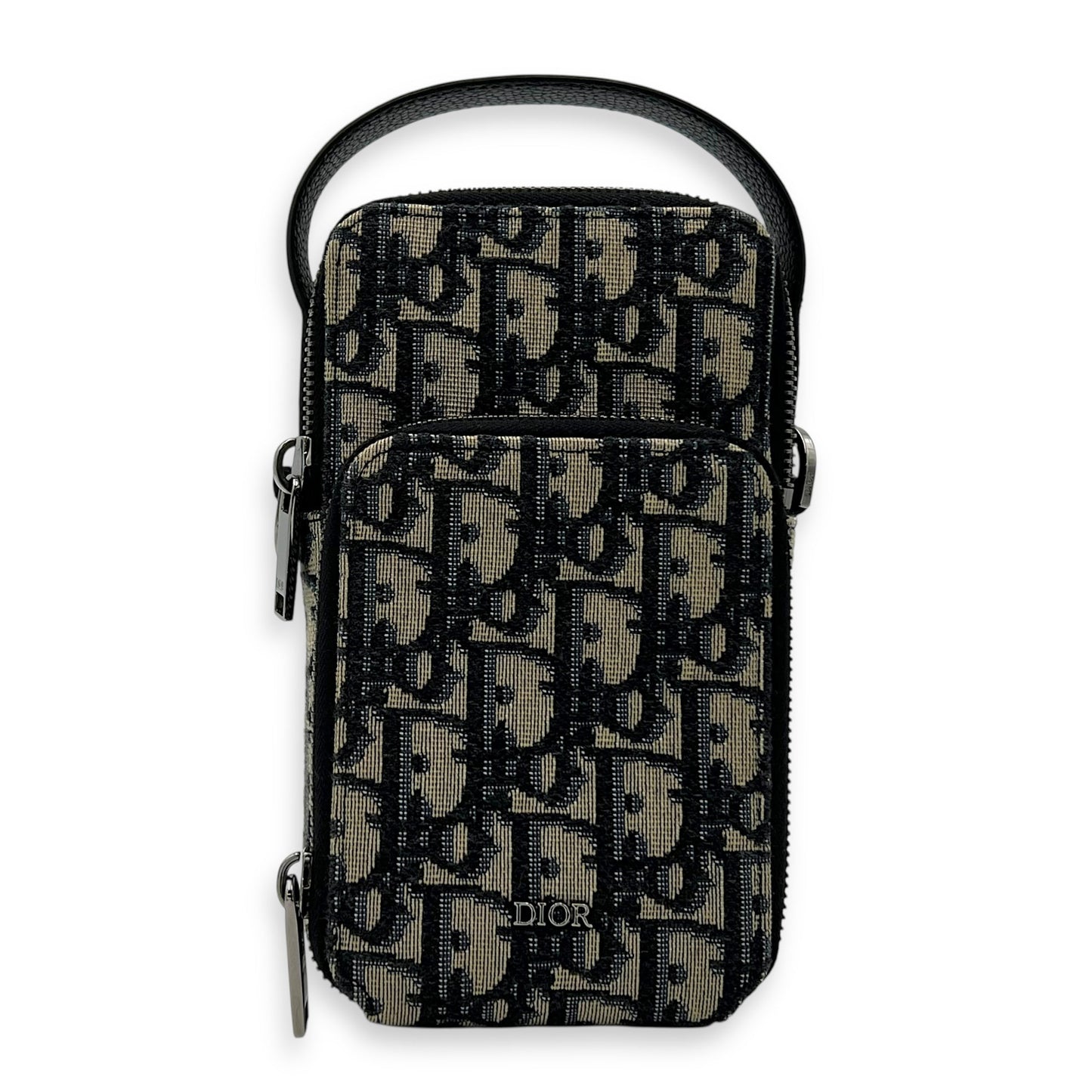 Oblique Rider Blue Crossbody Bag in Jacquard, Silver hardware