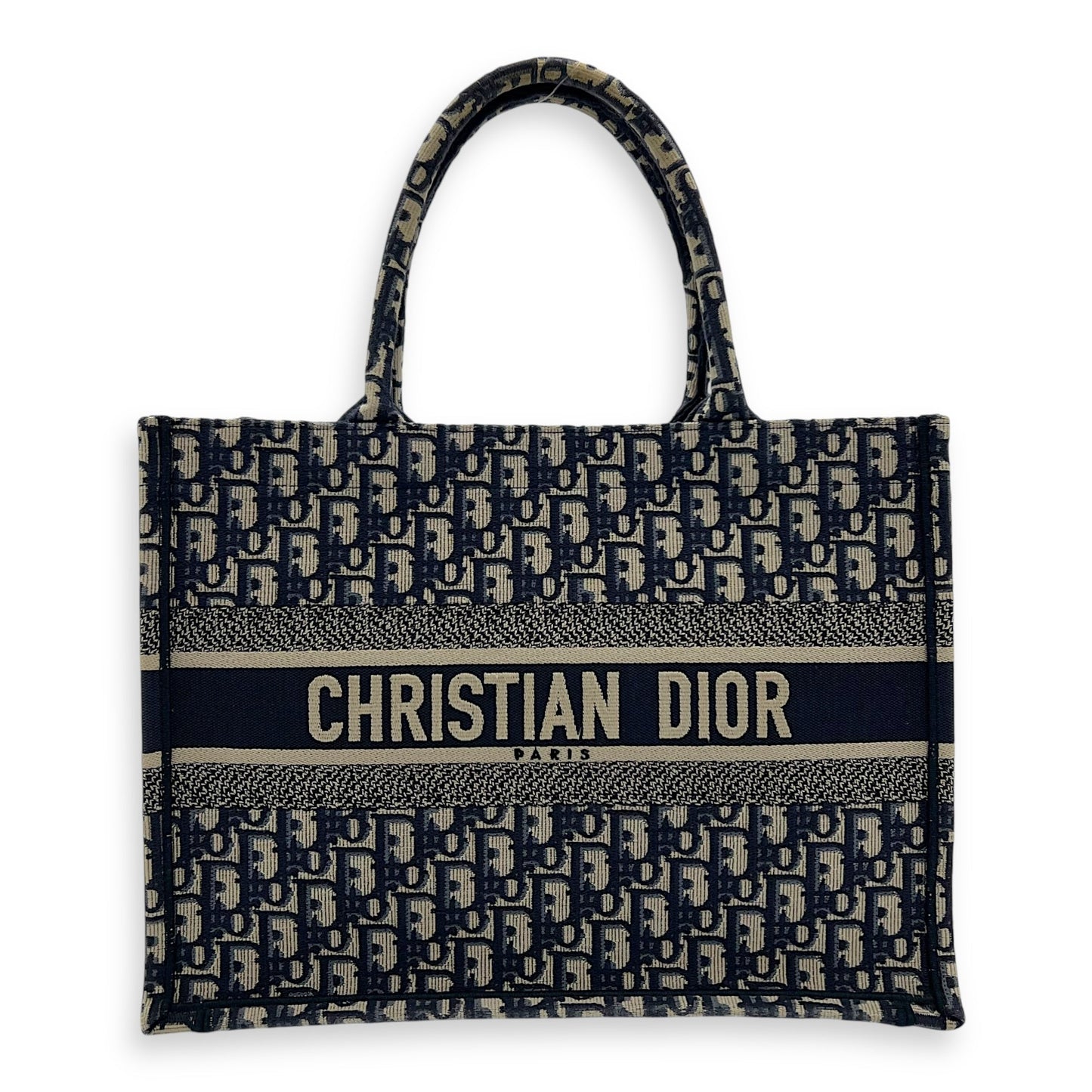 Book Tote Top Handle Bag Medium Blue in Jacquard