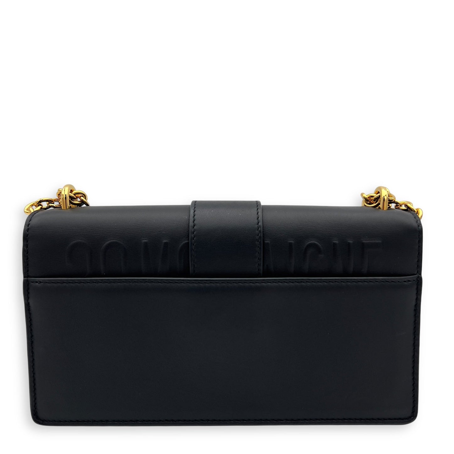 30 Montaigne East West Black Shoulder Bag in Calfskin, Gold hardware
