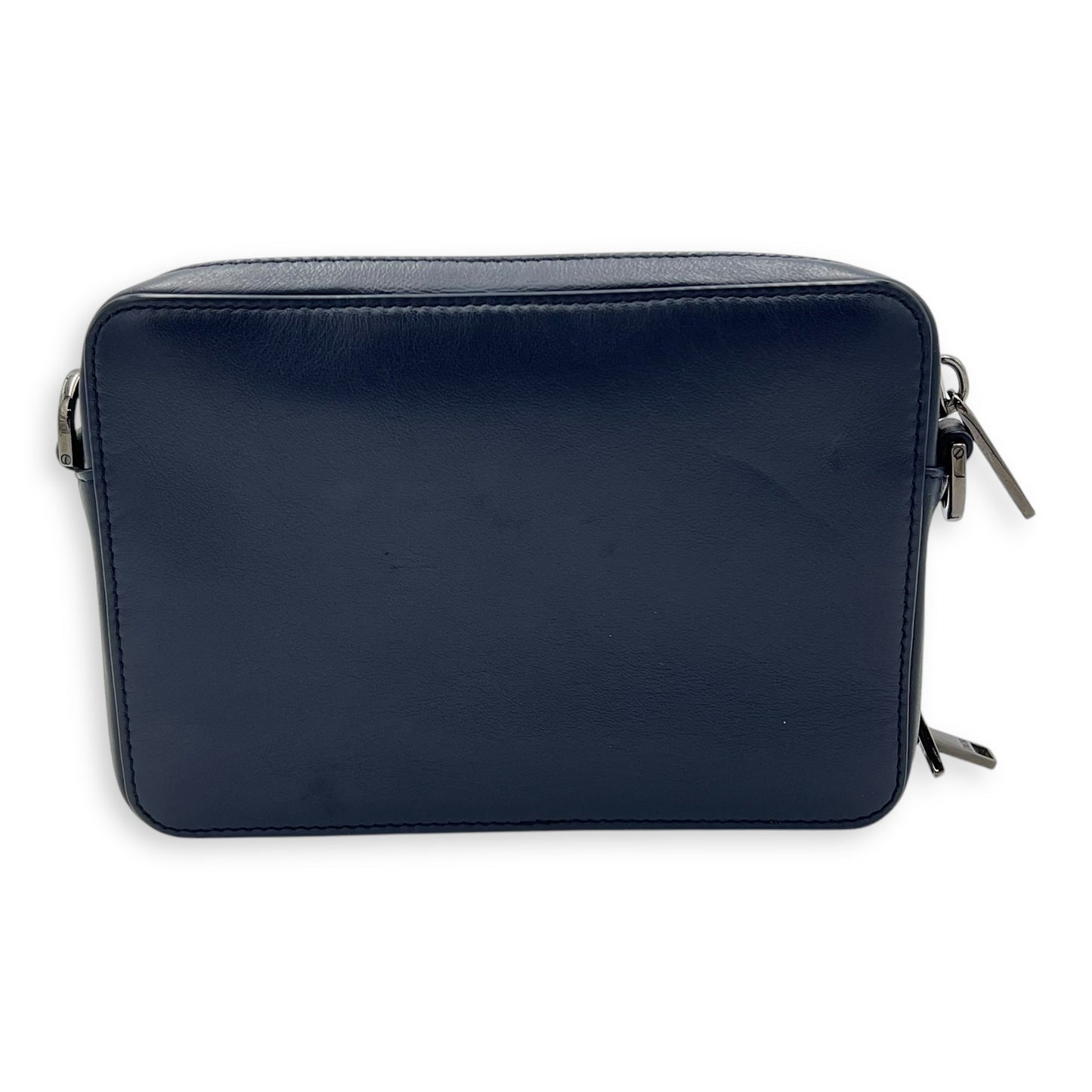 x Descente Double Zip Blue Crossbody Bag in Calfskin, Silver hardware