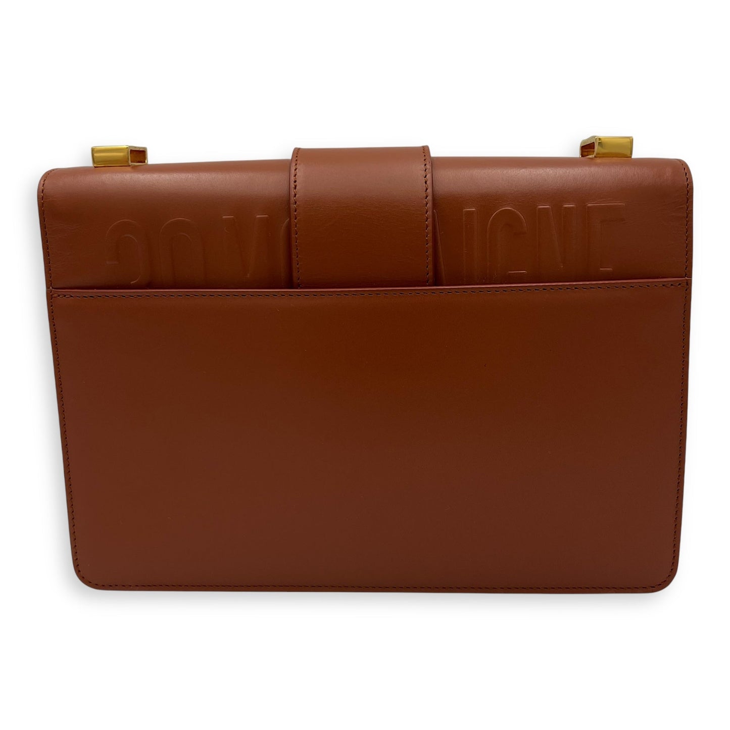 30 Montaigne Medium Brown Shoulder Bag in Calfskin, Gold hardware