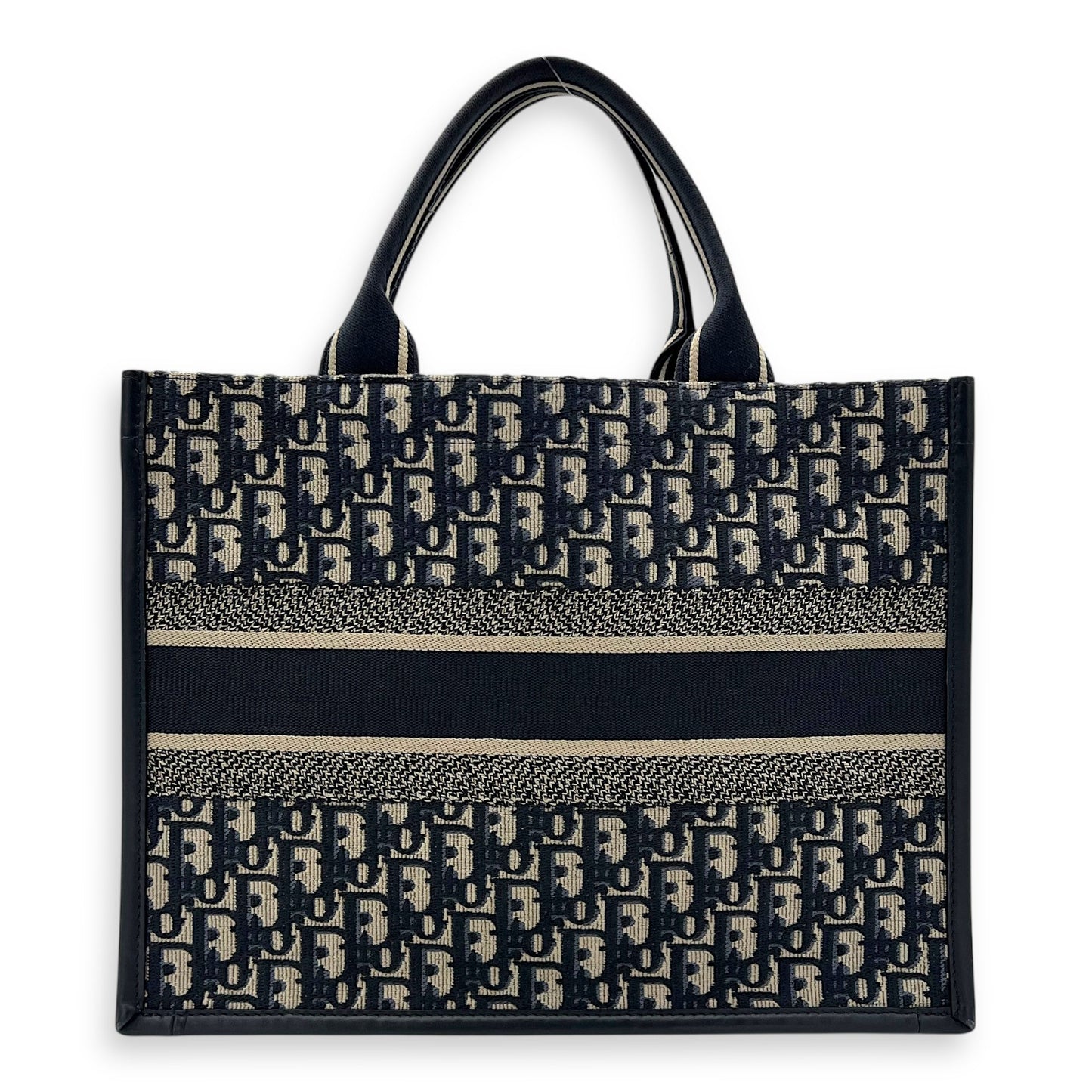 Book Tote Top Handle Bag Medium Blue in Canvas, Gold hardware