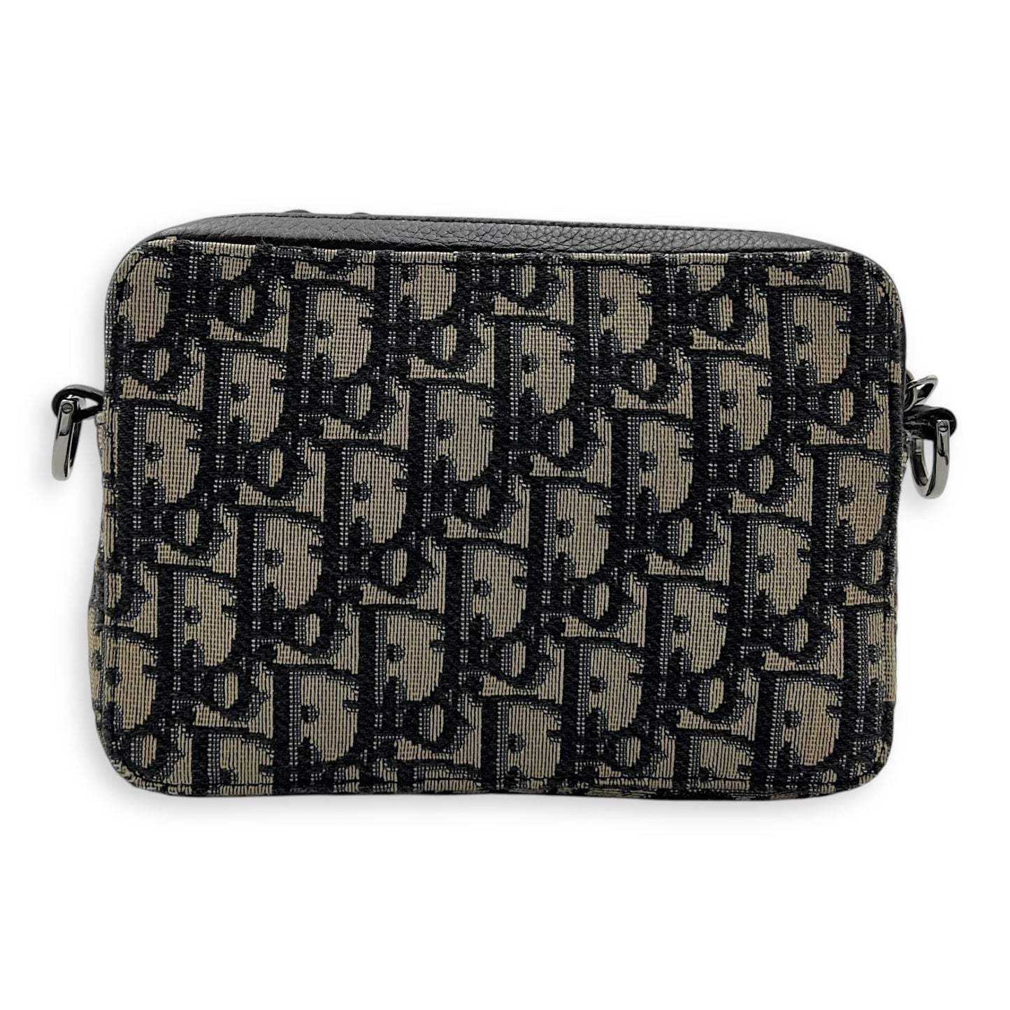 Zipped Pouch Oblique Blue Crossbody Bag in Jacquard, Silver hardware