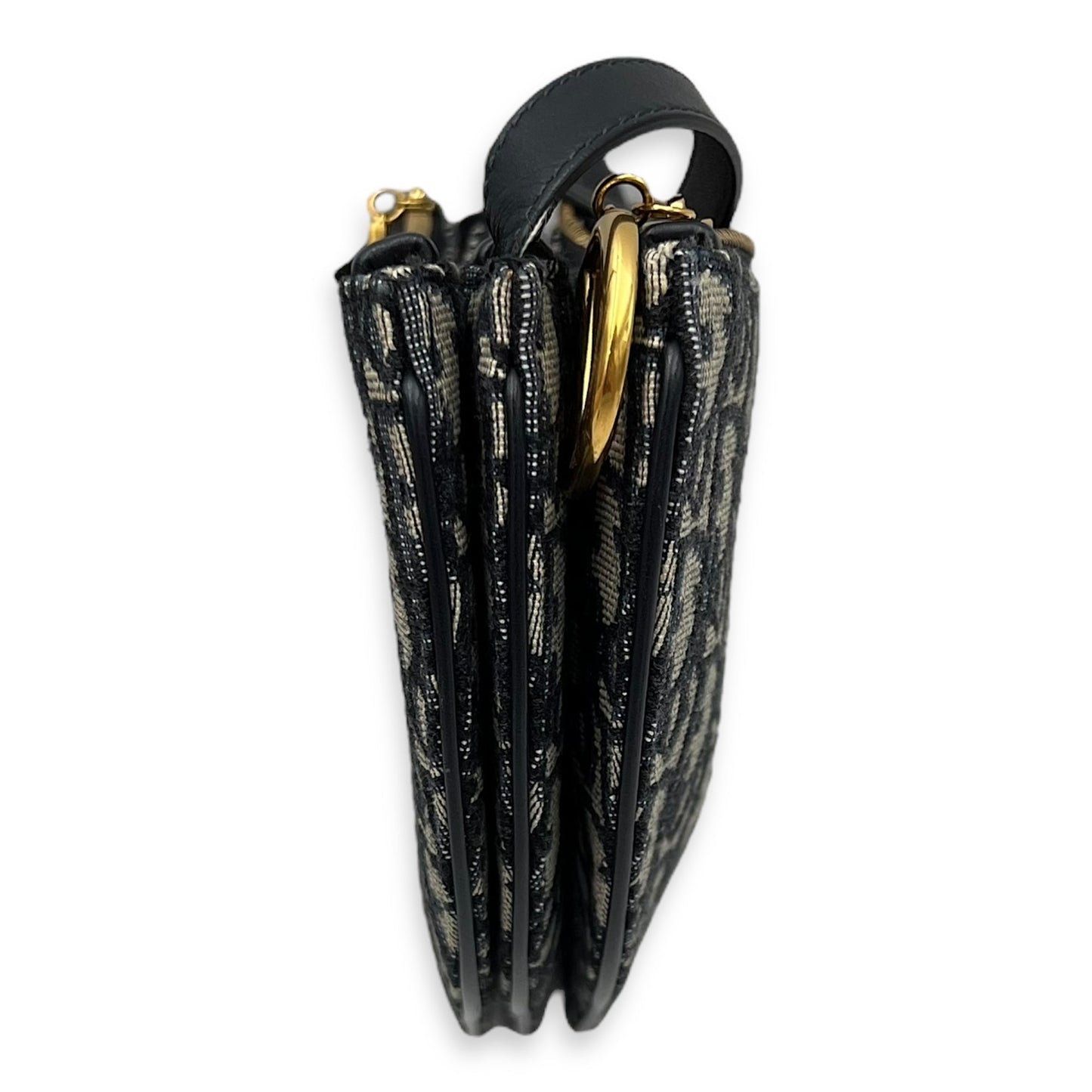 Saddle Crossbody Bag Blue in Jacquard, Gold hardware