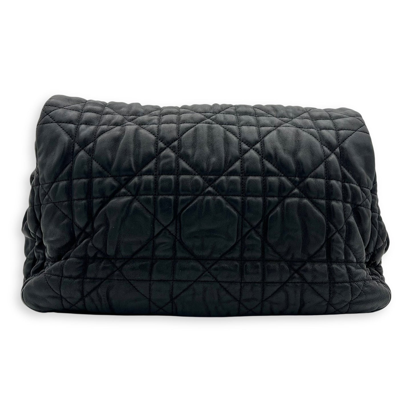 Cannage Shoulder Bag Black in Calfskin, Gold hardware