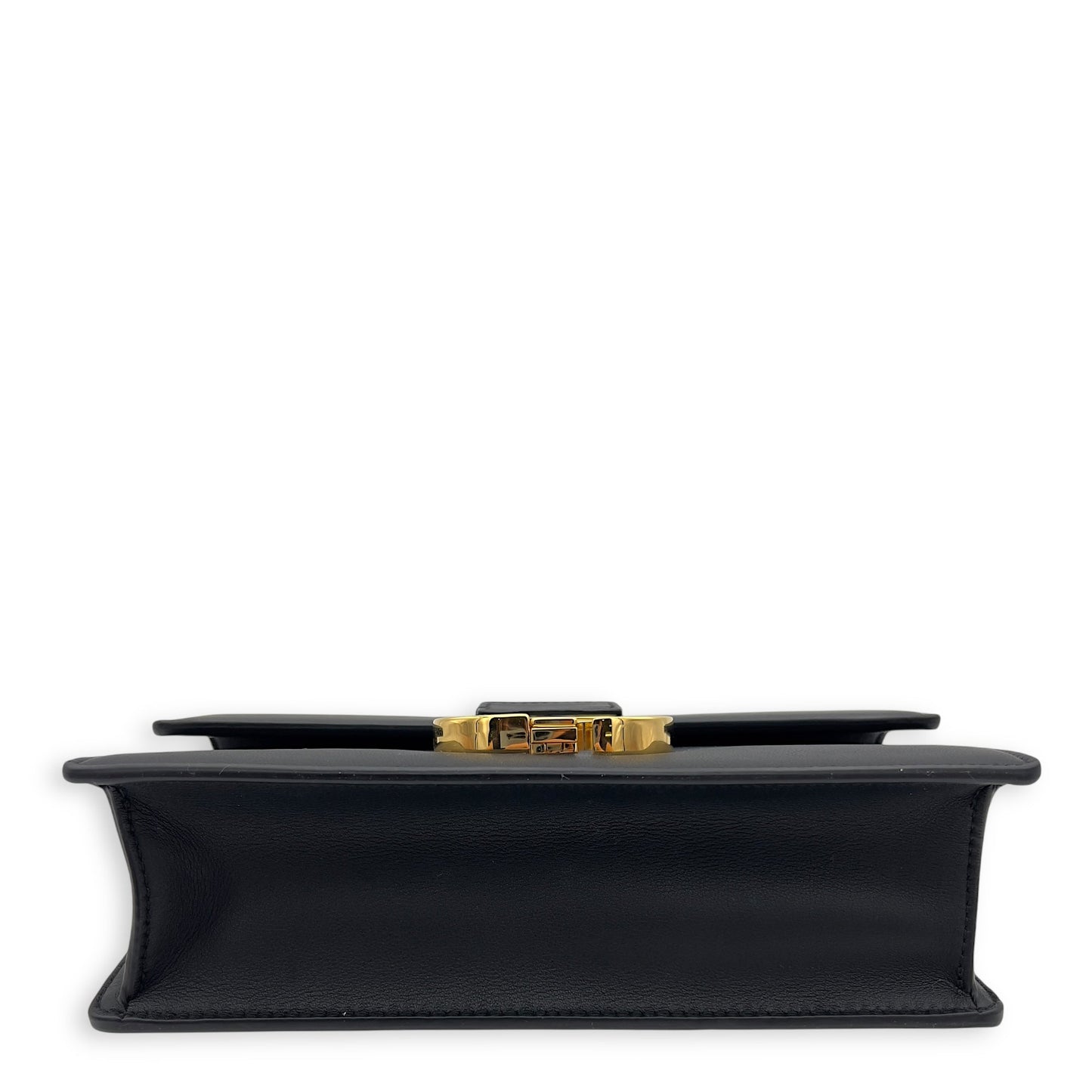 30 Montaigne East West Black Shoulder Bag in Calfskin, Gold hardware