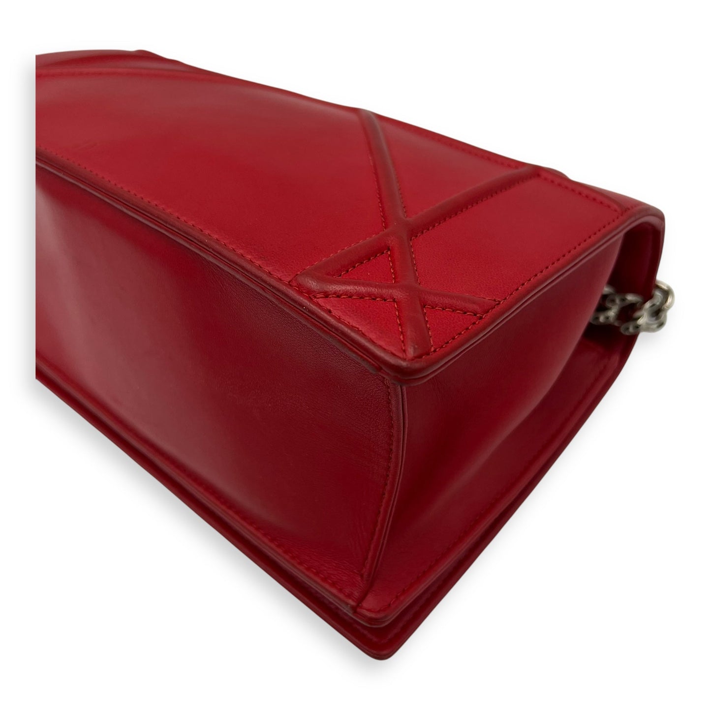 Diorama Red Crossbody Bag in Lambskin, Silver hardware
