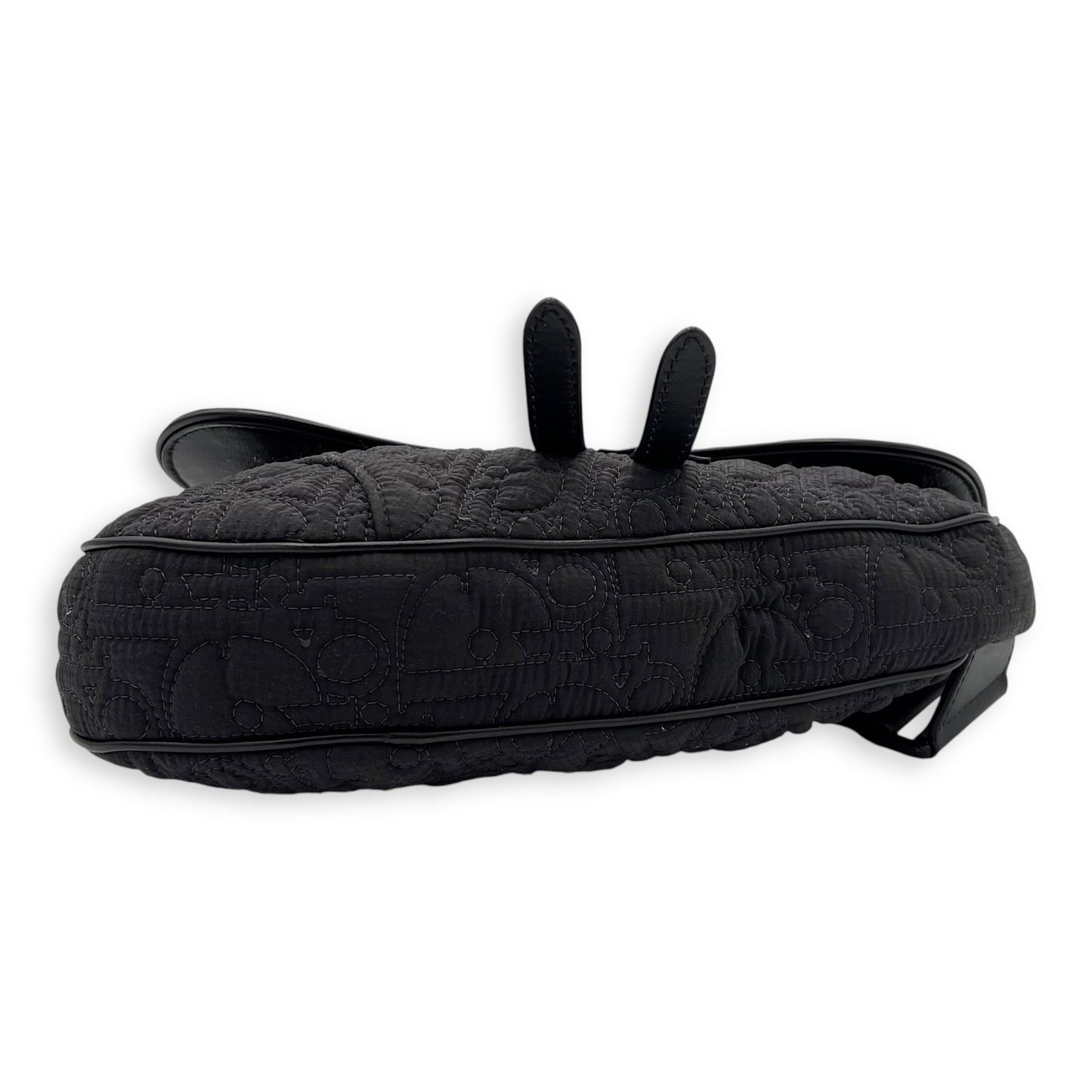 Saddle Crossbody Bag Black in Nylon, Silver hardware