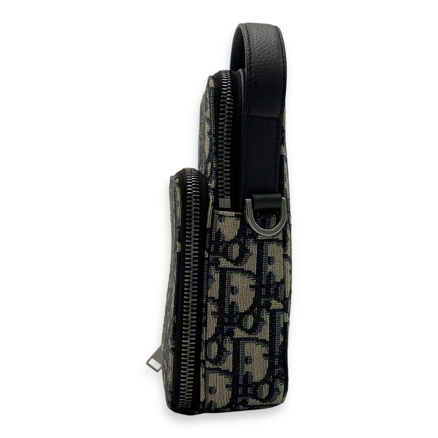 Oblique Rider Blue Crossbody Bag in Jacquard, Silver hardware