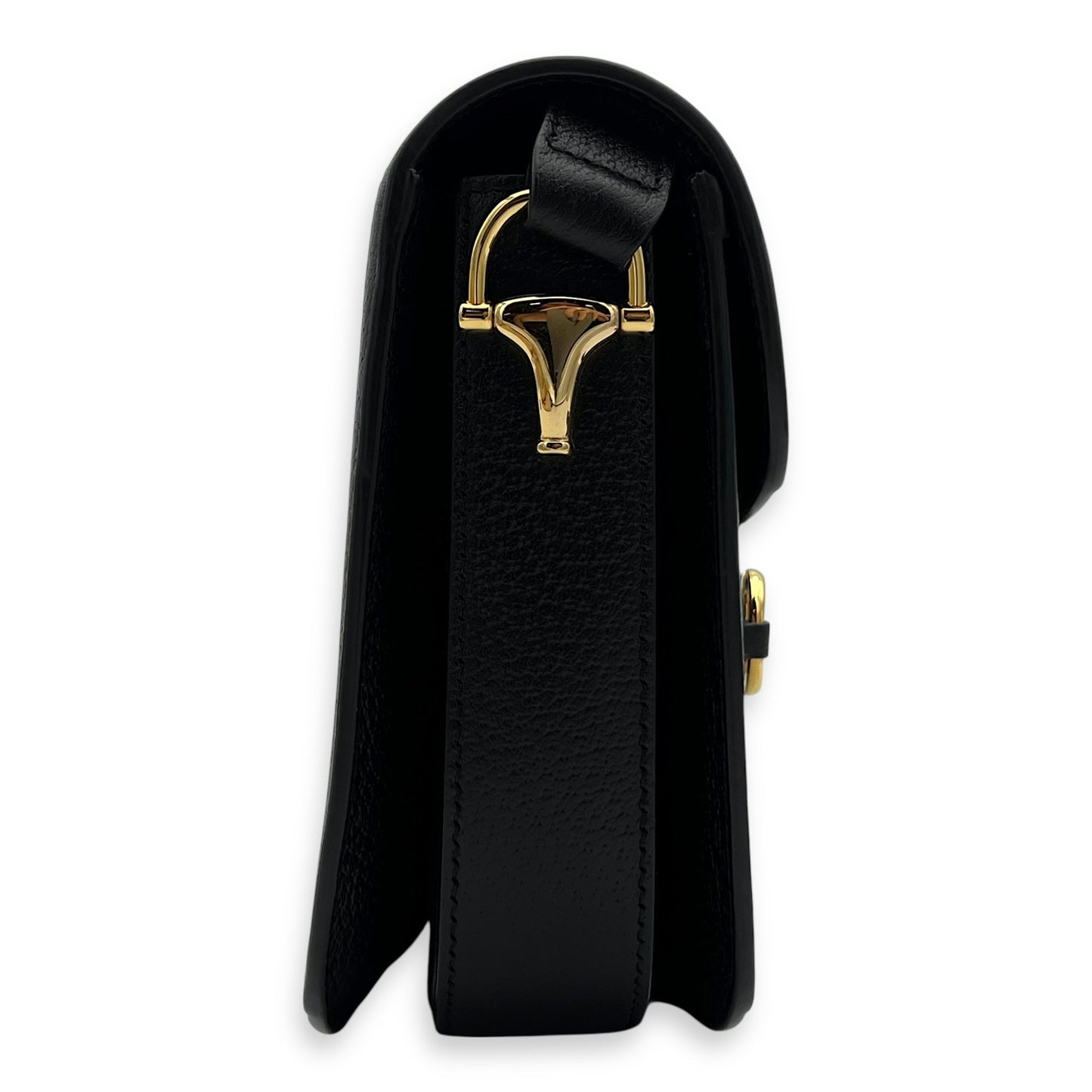 Horsebit 1955 Shoulder Bag Black in Denim, Gold hardware