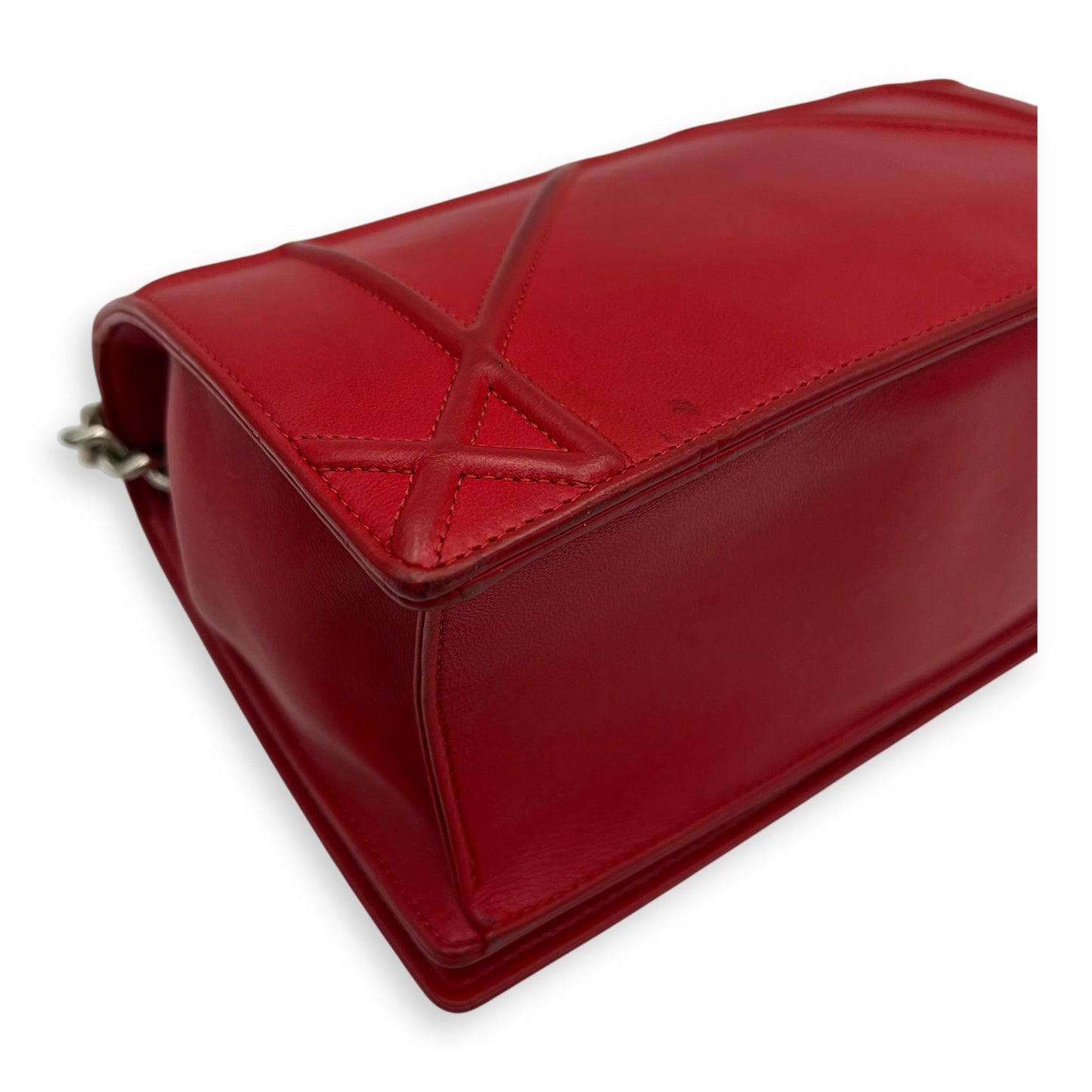 Diorama Red Crossbody Bag in Lambskin, Silver hardware