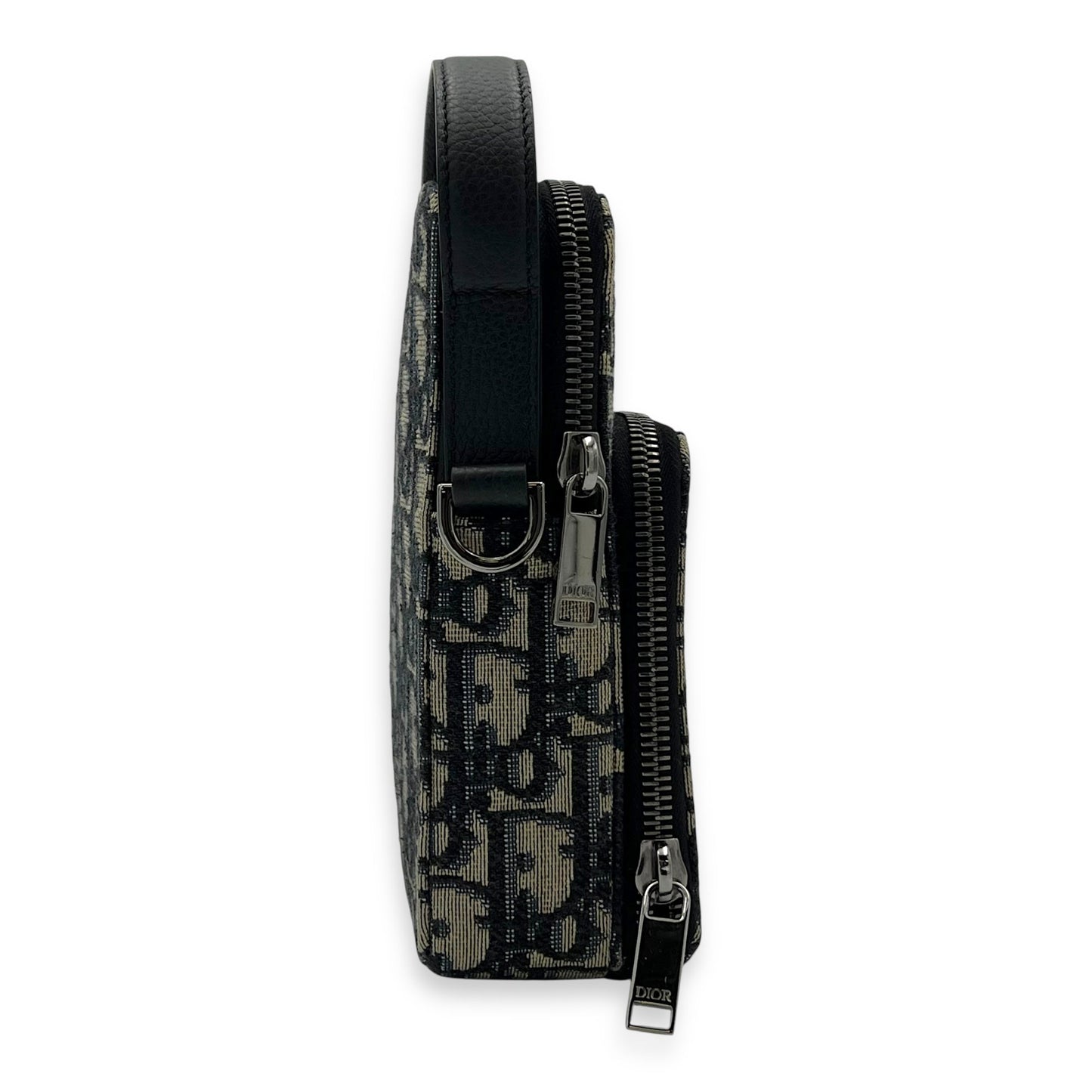 Oblique Rider Blue Crossbody Bag in Jacquard, Silver hardware