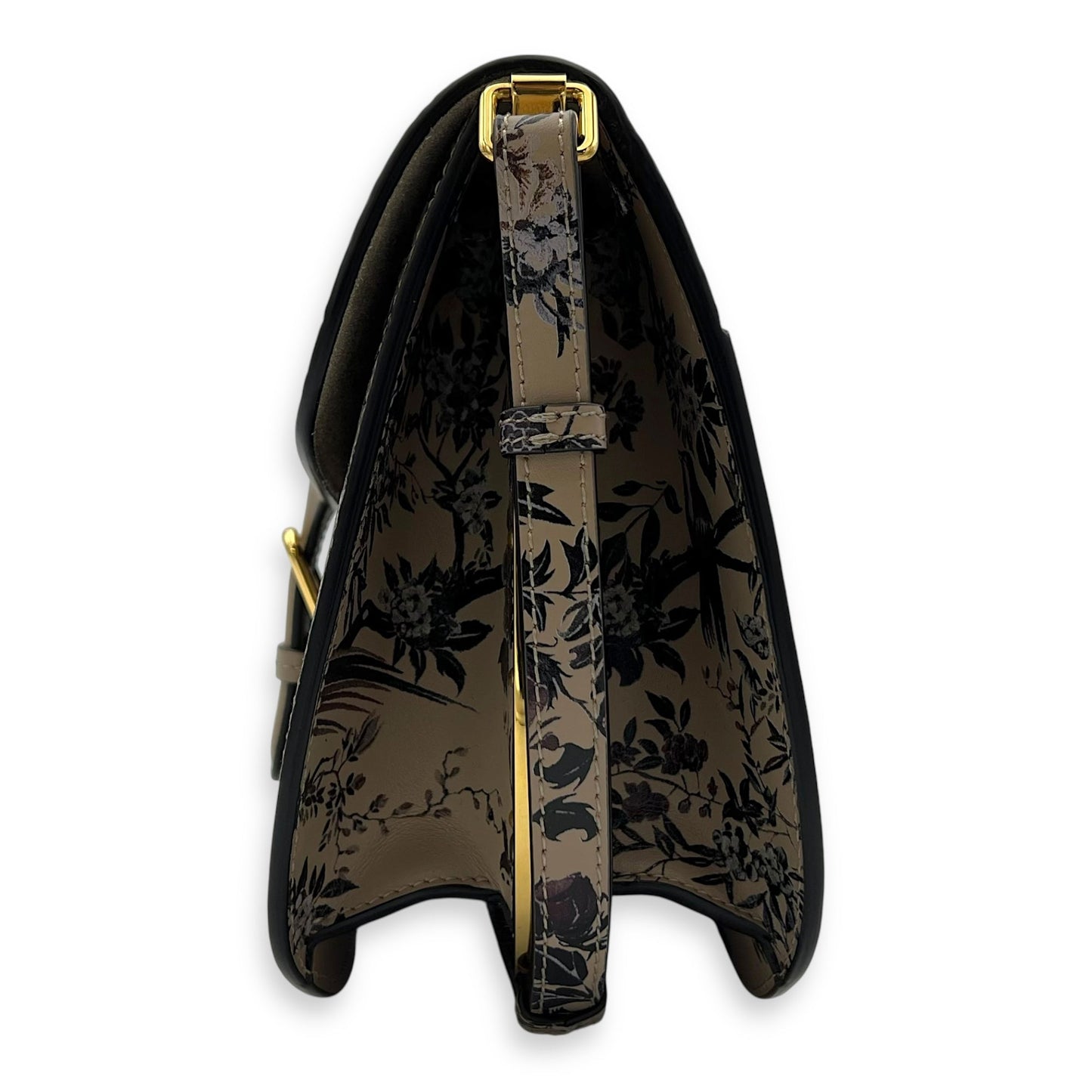 Jardin d’Hiver Bobby Frame Medium Beige Shoulder Bag in Calfskin, Gold hardware