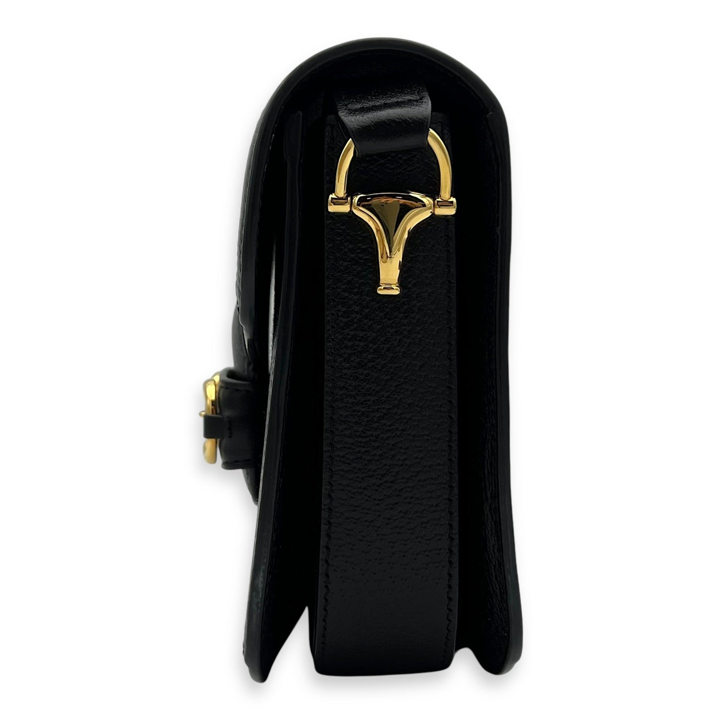 Horsebit 1955 Shoulder Bag Black in Denim, Gold hardware