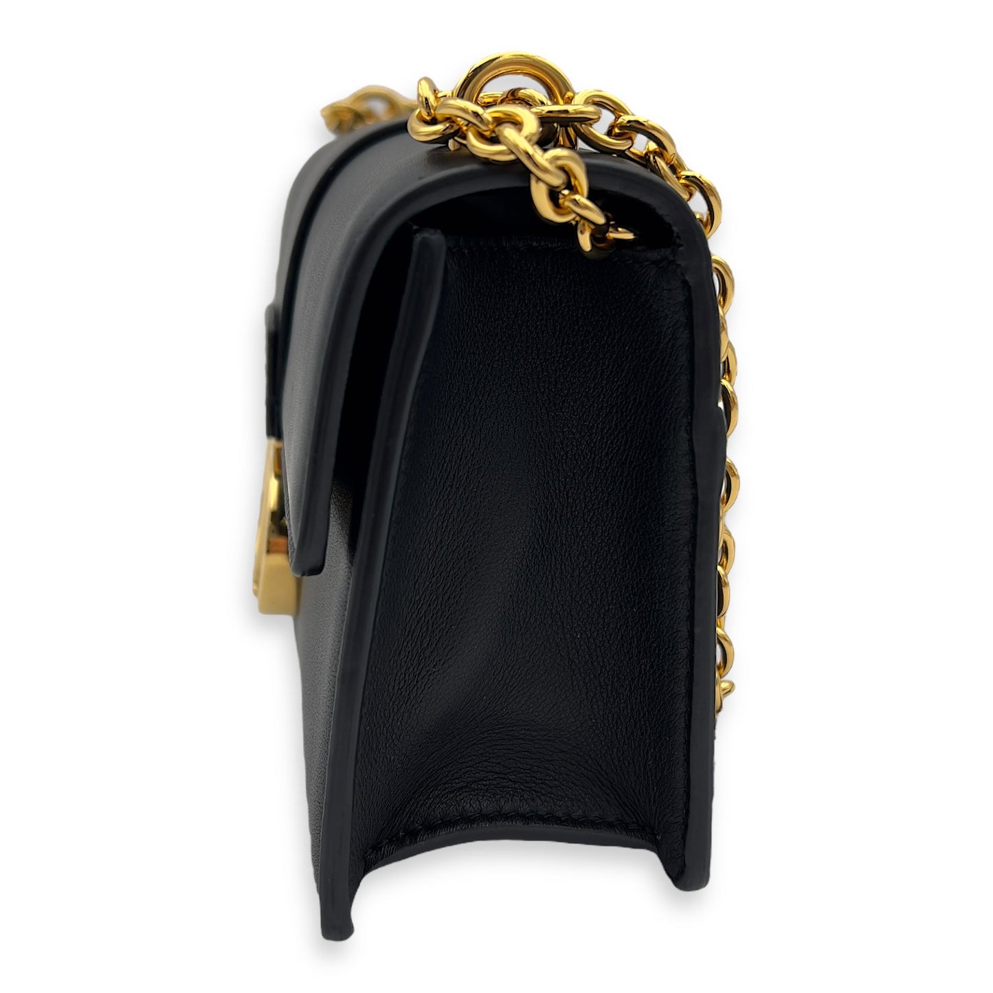 30 Montaigne East West Black Shoulder Bag in Calfskin, Gold hardware