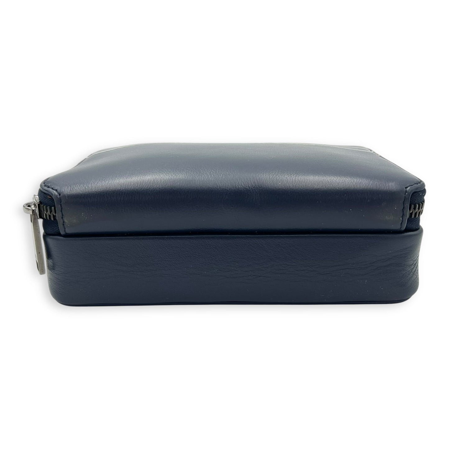 x Descente Double Zip Blue Crossbody Bag in Calfskin, Silver hardware