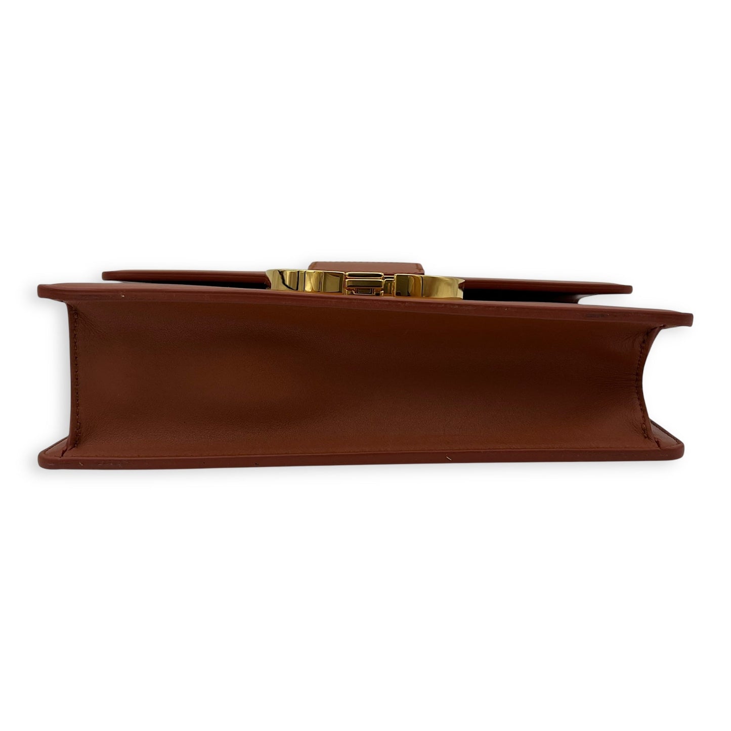 30 Montaigne Medium Brown Shoulder Bag in Calfskin, Gold hardware