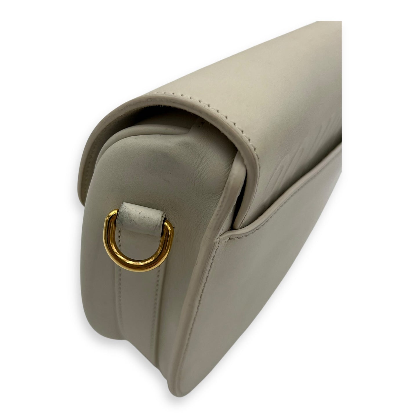 Bobby Medium White Crossbody Bag in Calfskin, Gold hardware