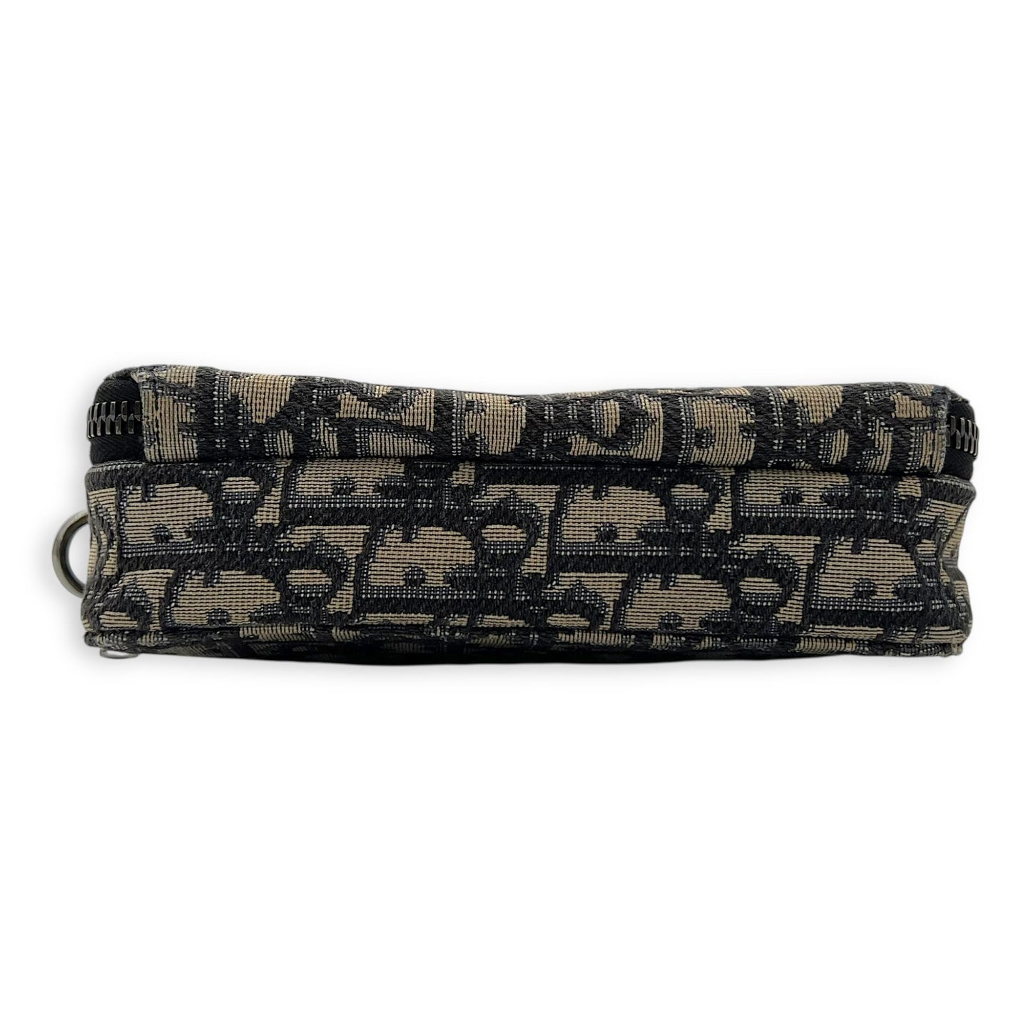 Zipped Pouch Oblique Blue Crossbody Bag in Jacquard, Silver hardware