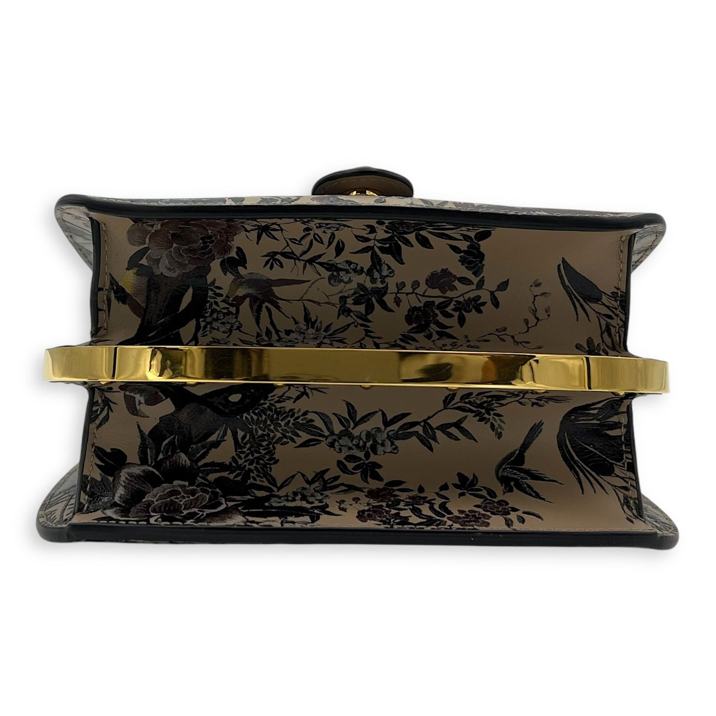 Jardin d’Hiver Bobby Frame Medium Beige Shoulder Bag in Calfskin, Gold hardware