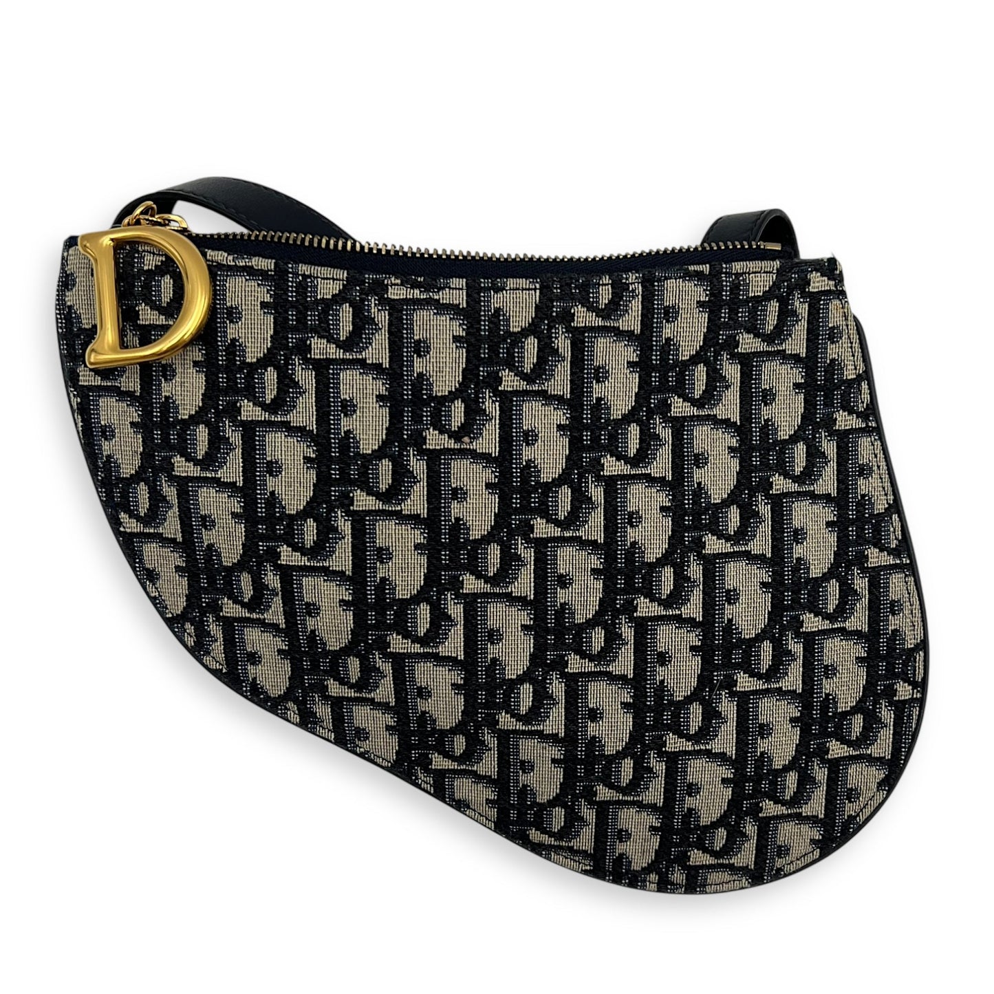 Saddle Crossbody Bag Blue in Jacquard, Gold hardware
