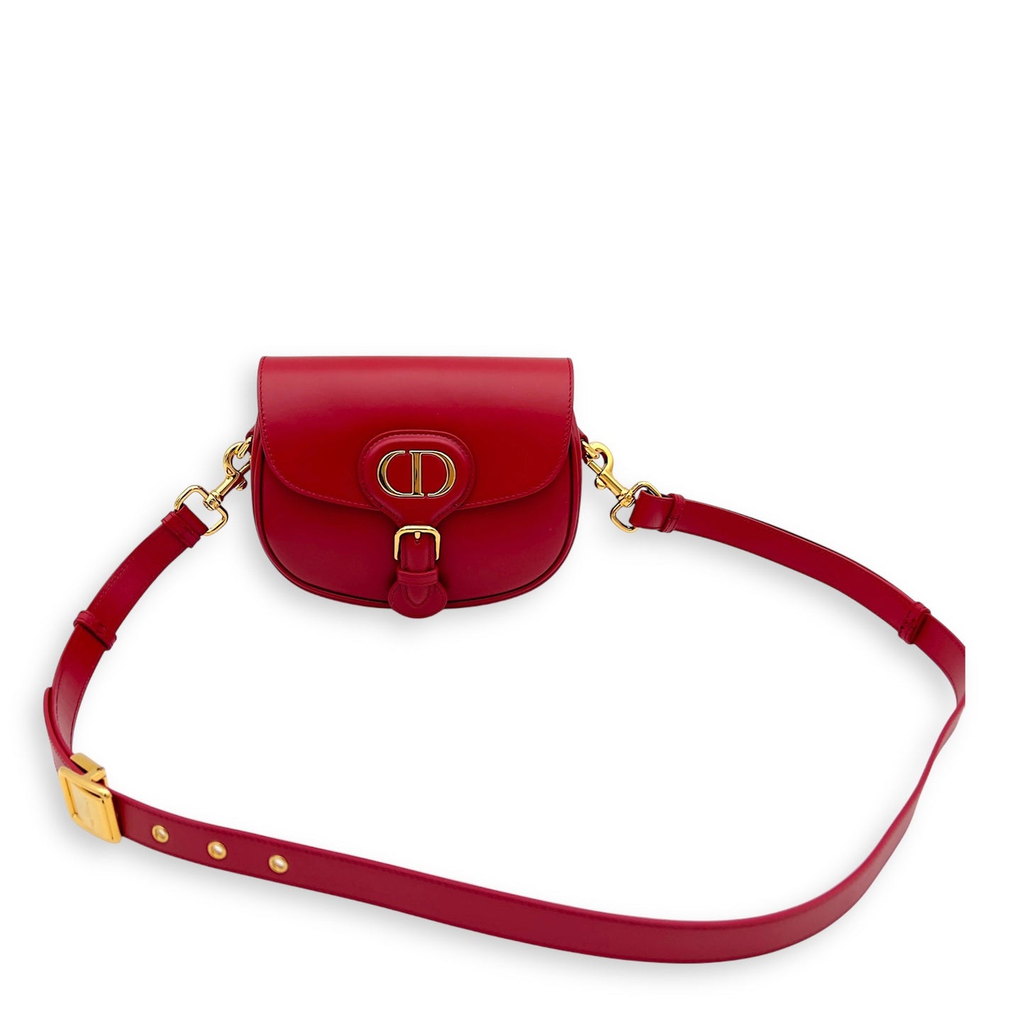 Bobby Small Red Shoulder Bag in Calfskin, Gold hardware