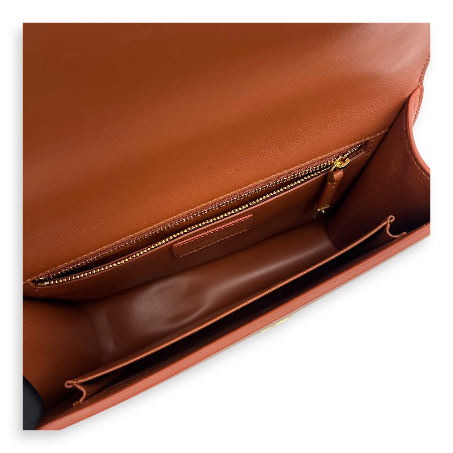 30 Montaigne Medium Brown Shoulder Bag in Calfskin, Gold hardware