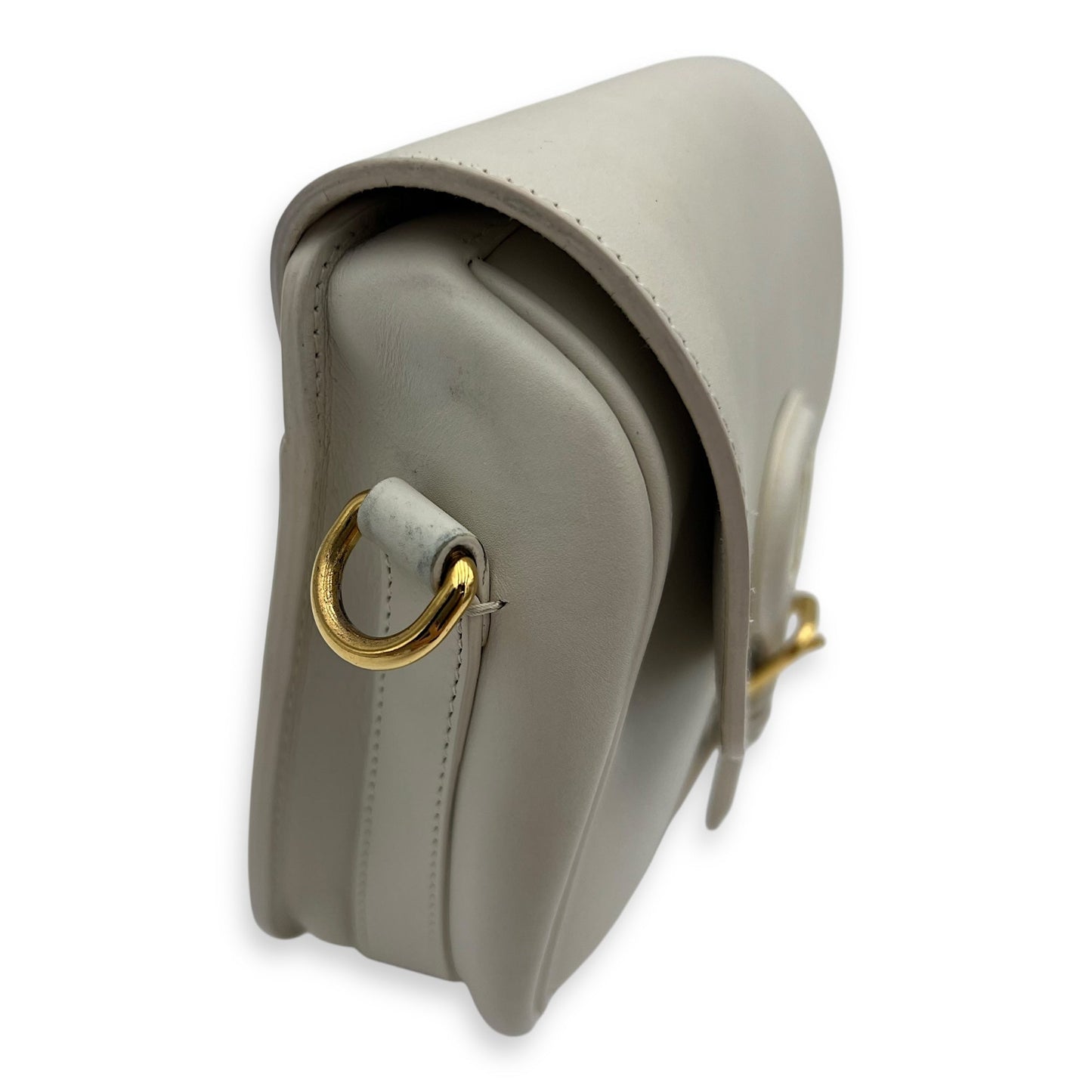 Bobby Medium White Crossbody Bag in Calfskin, Gold hardware