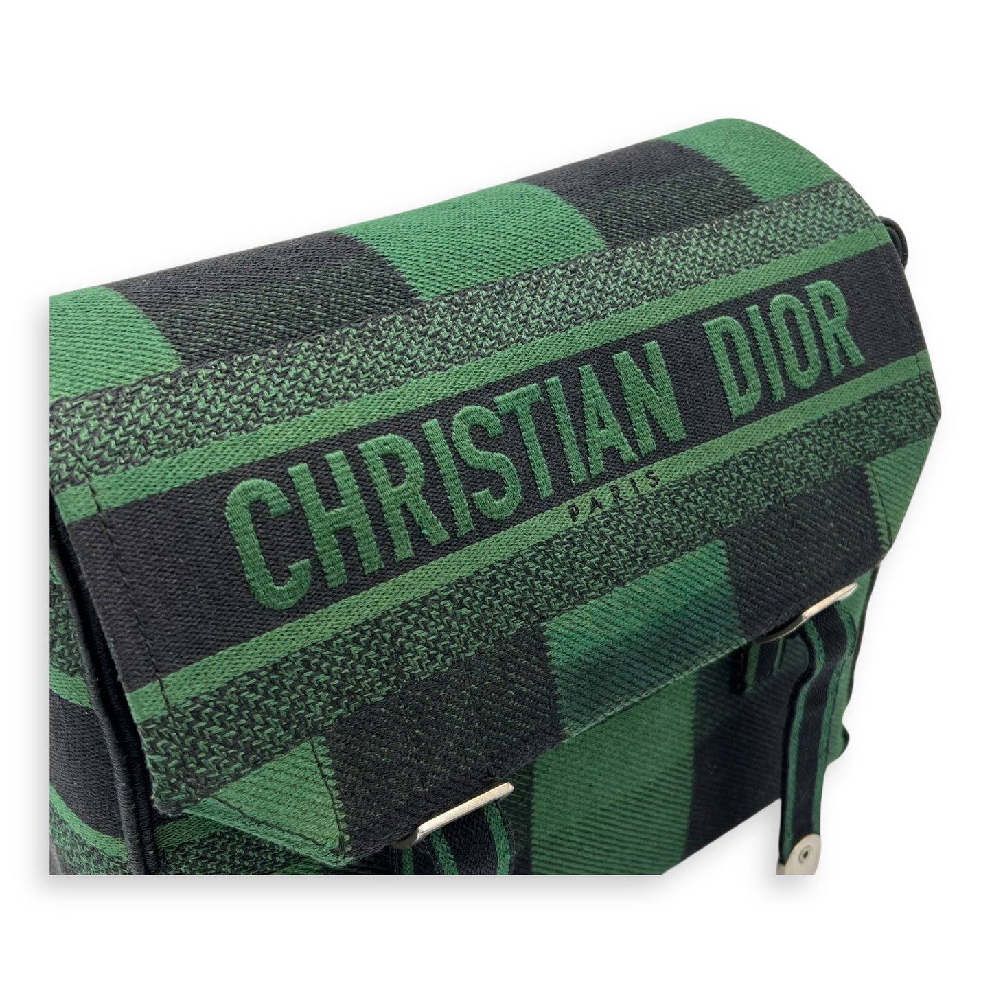 Camp Crossbody Bag Green in Canvas, Silver hardware