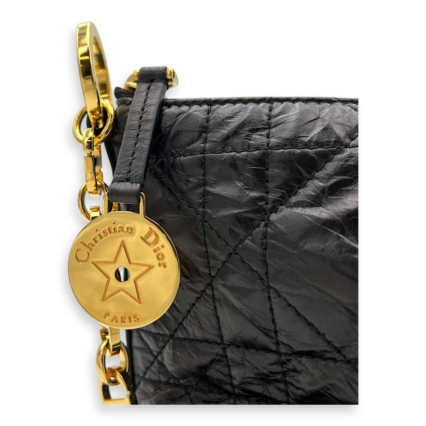 Hobostar Shoulder Bag Black in Calfskin, Gold hardware