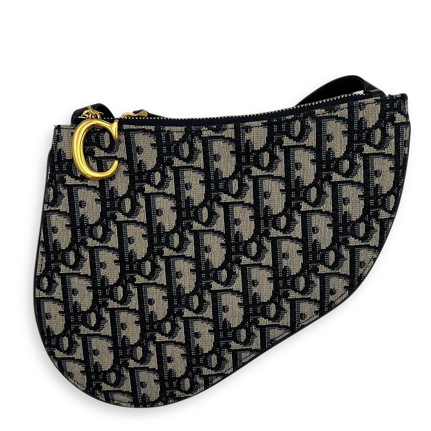 Saddle Crossbody Bag Blue in Jacquard, Gold hardware