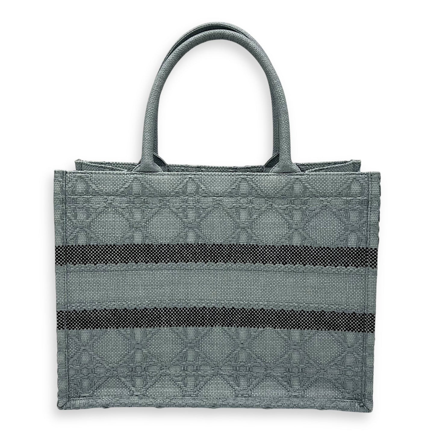 Book Tote Medium Blue Top Handle Bag in Raffia