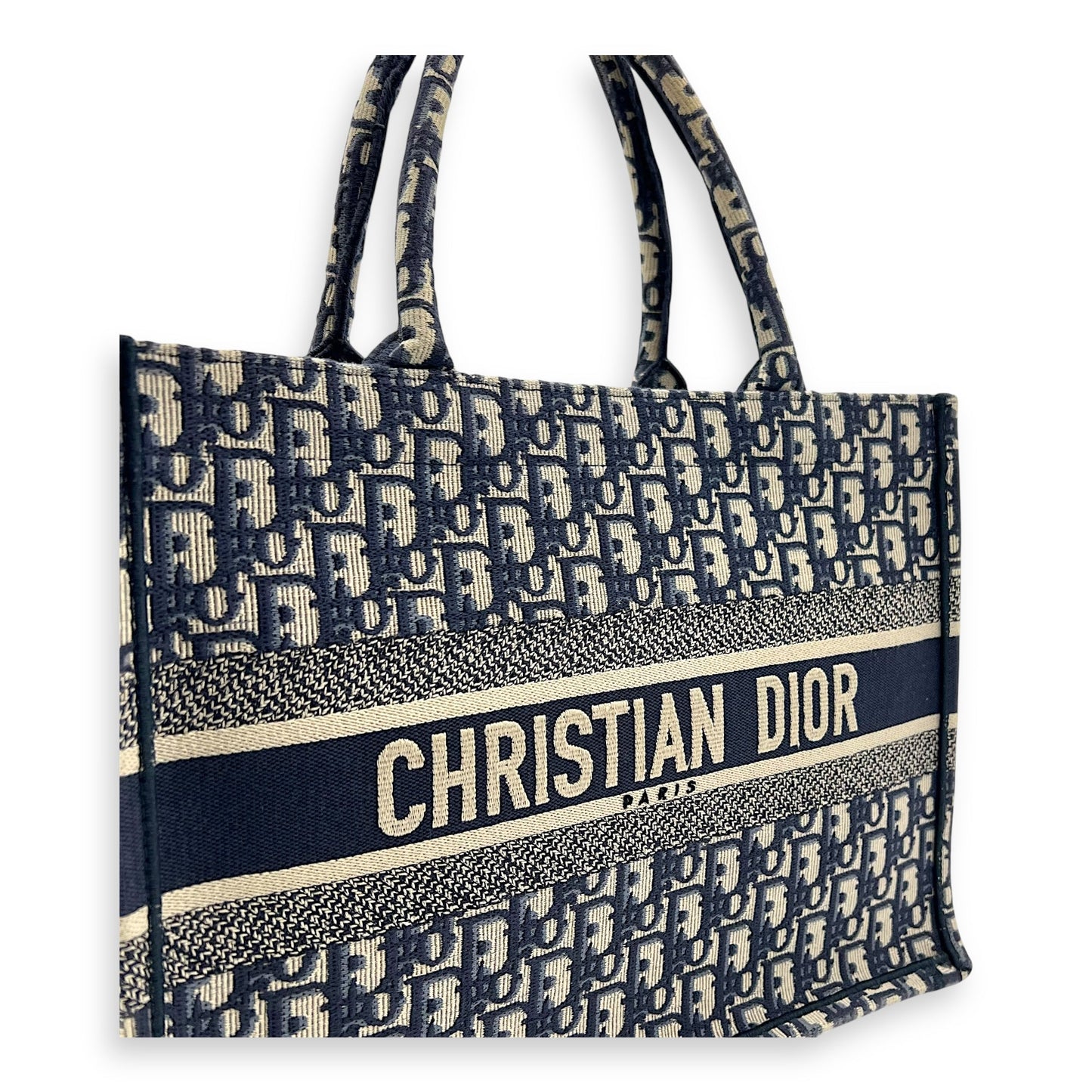 Book Tote Top Handle Bag Medium Blue in Jacquard