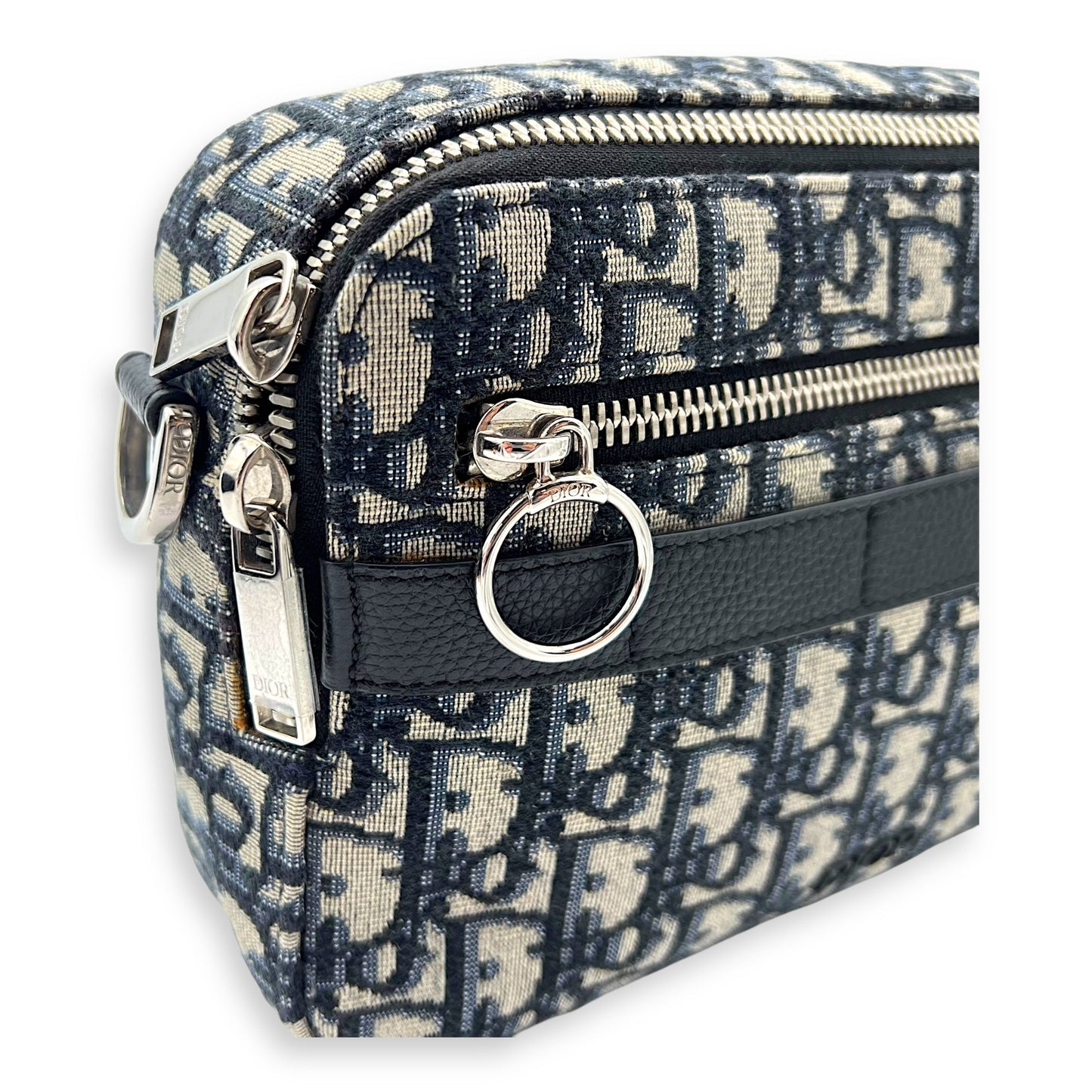 Safari Crossbody Bag Blue in Jacquard, Silver hardware