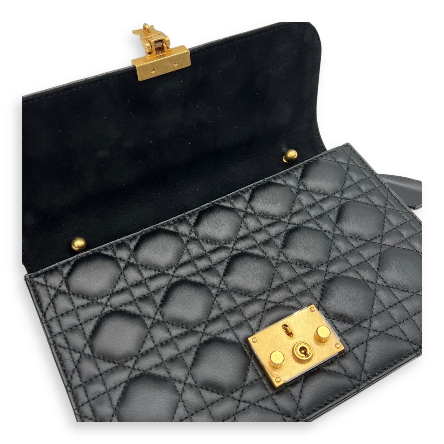 DiorAddict Shoulder Bag Black in Calfskin, Gold hardware