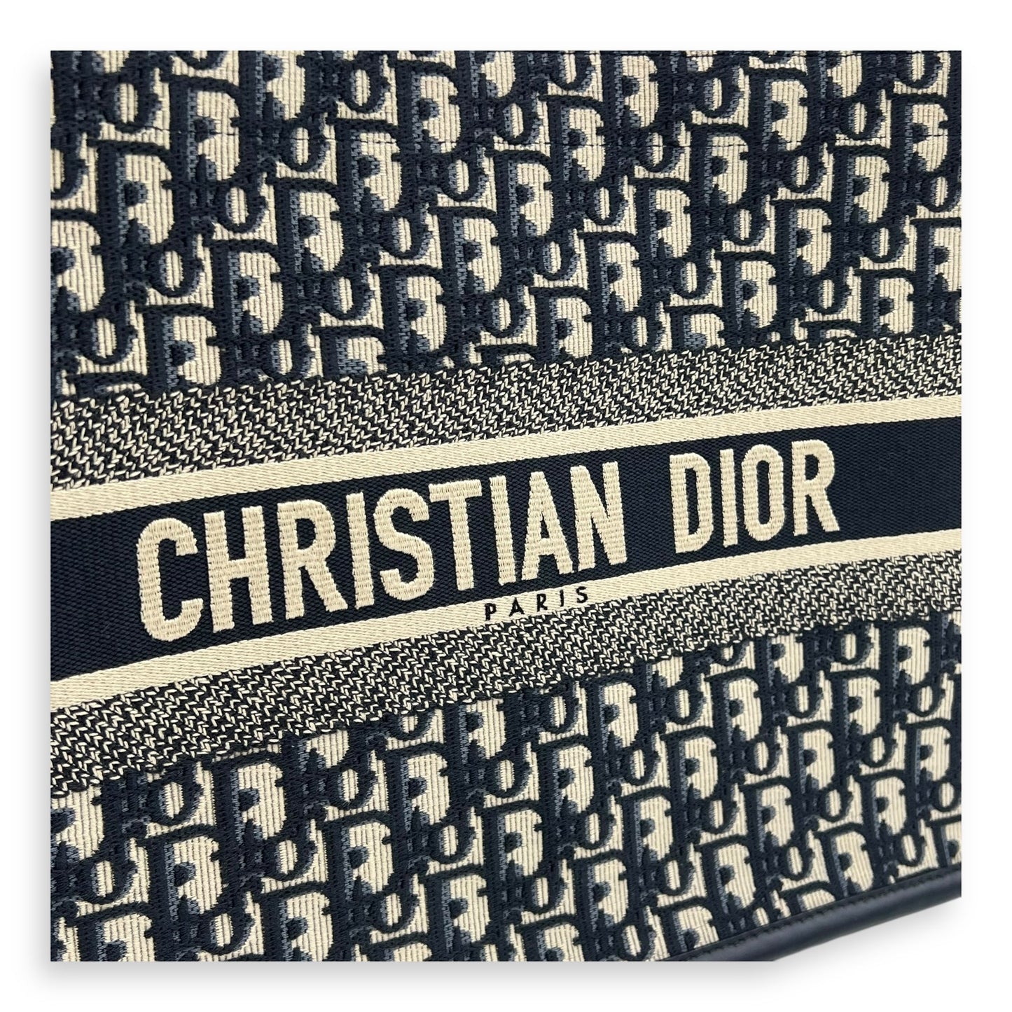Book Tote Top Handle Bag Medium Blue in Canvas, Gold hardware