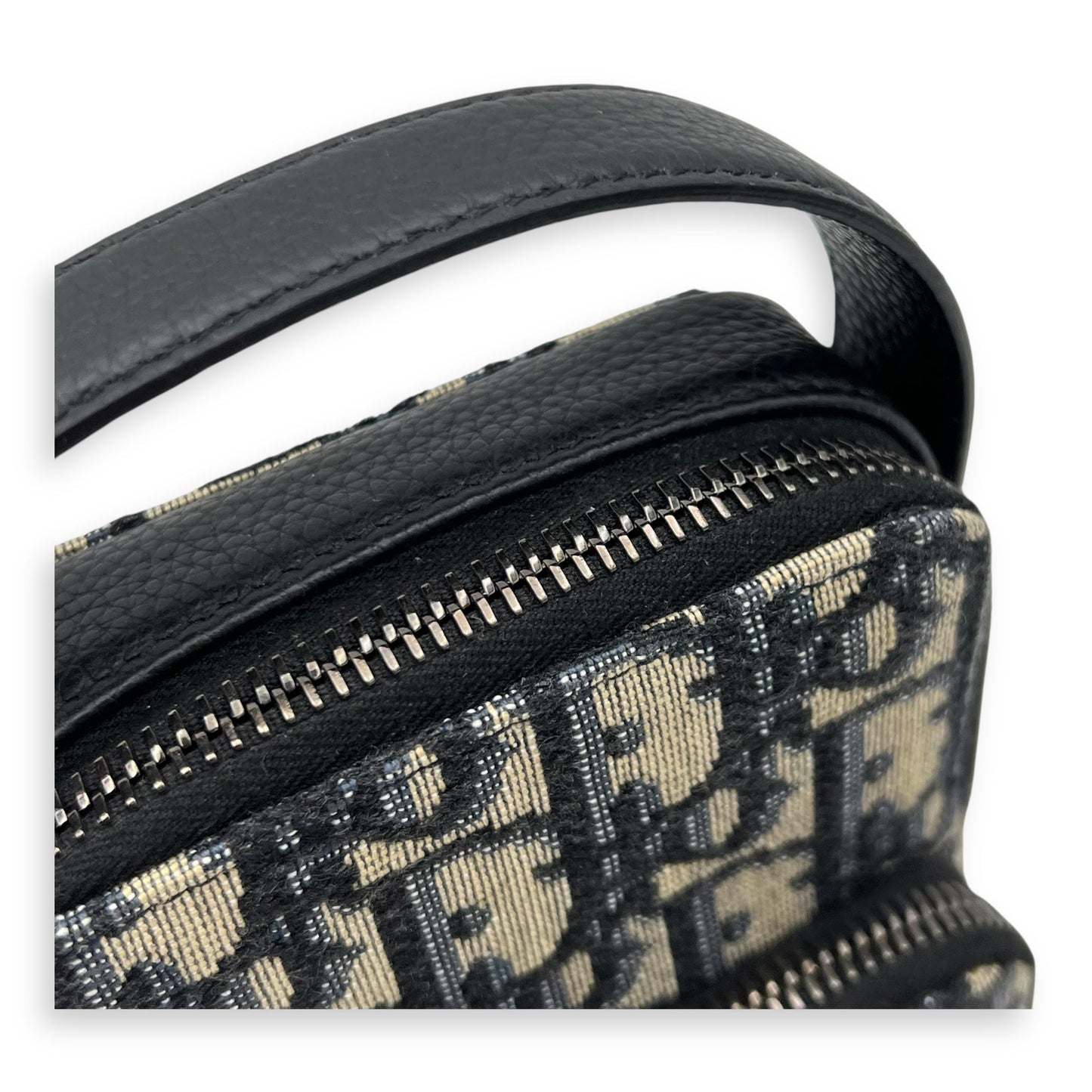 Oblique Rider Blue Crossbody Bag in Jacquard, Silver hardware