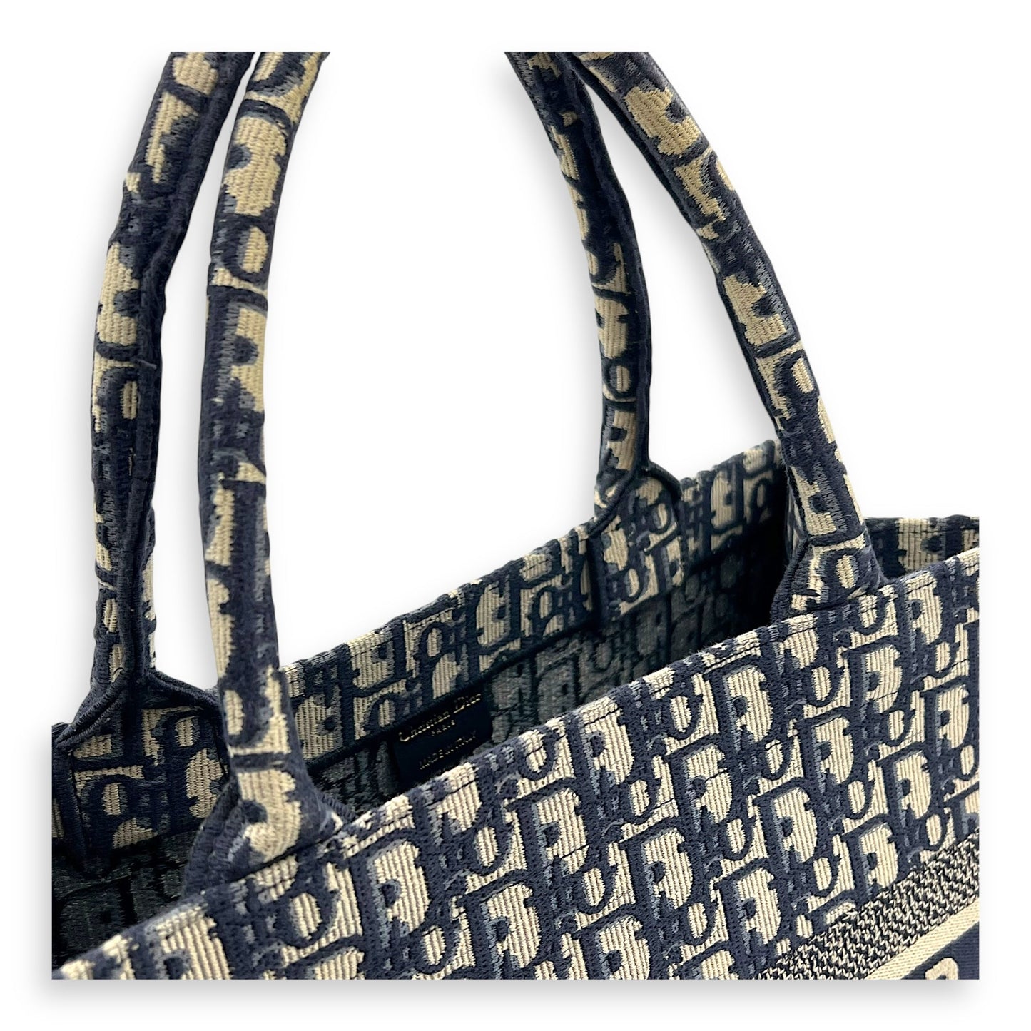 Book Tote Top Handle Bag Medium Blue in Jacquard