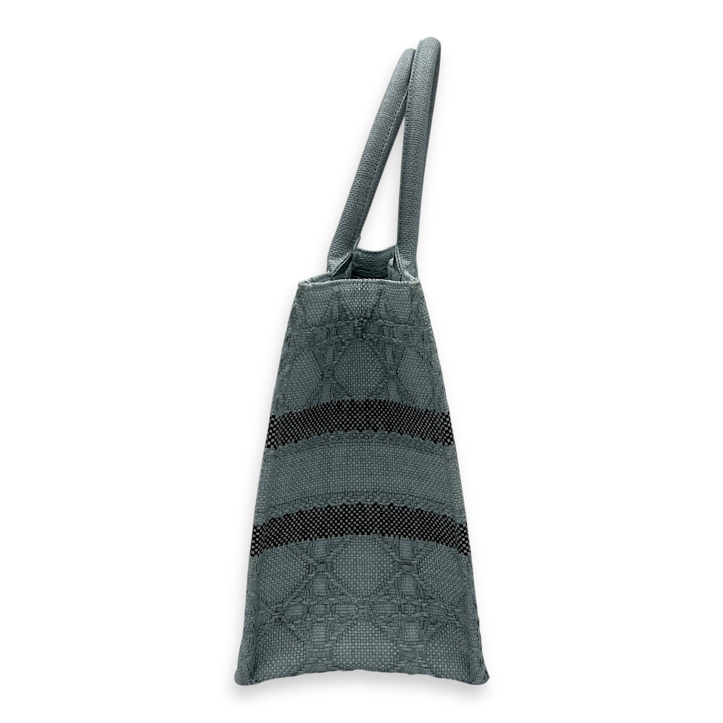 Book Tote Medium Blue Top Handle Bag in Raffia